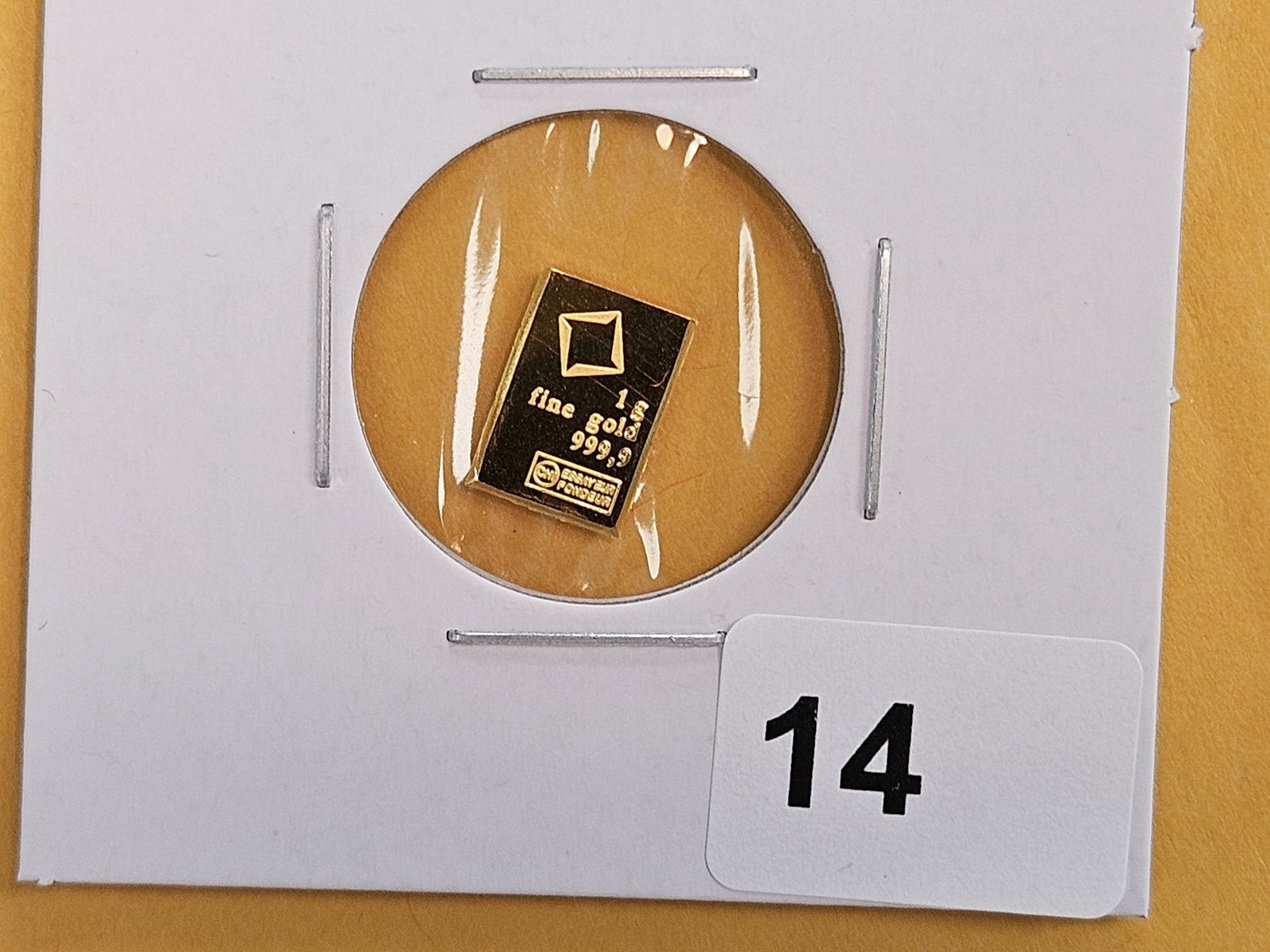 GOLD! Valcambi Suisse One Gram .9999 fine gold bar: From a Combibar