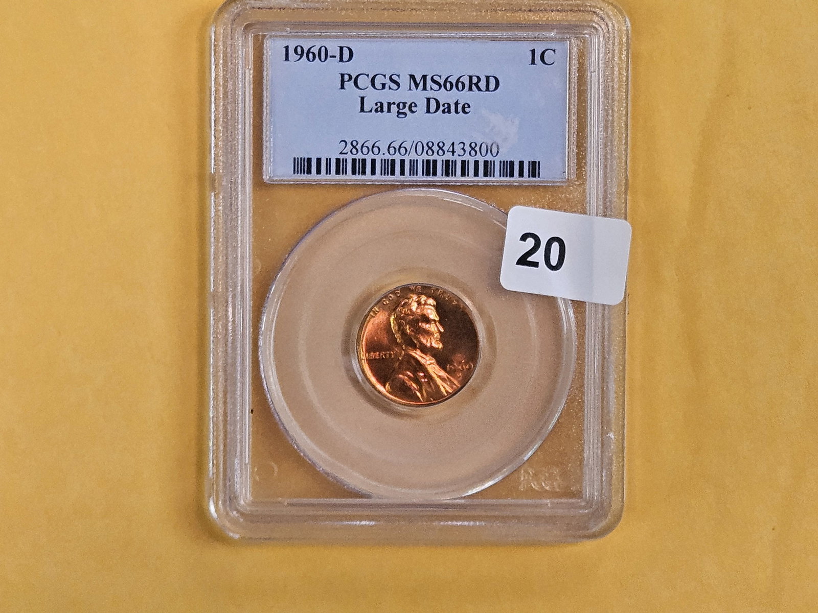 GEM! PCGS 1960-D Lincoln Cent in Mint State 66 RED - 2