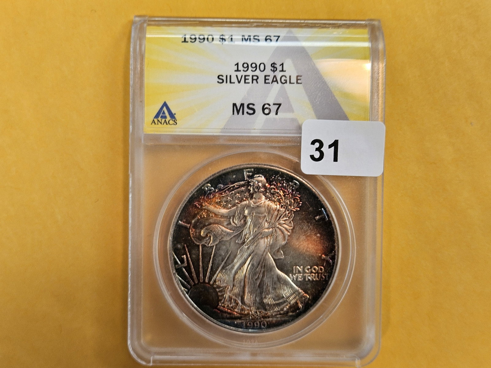 ANACS 1990 American Silver Eagle in Mint State 67 (1 of 7)