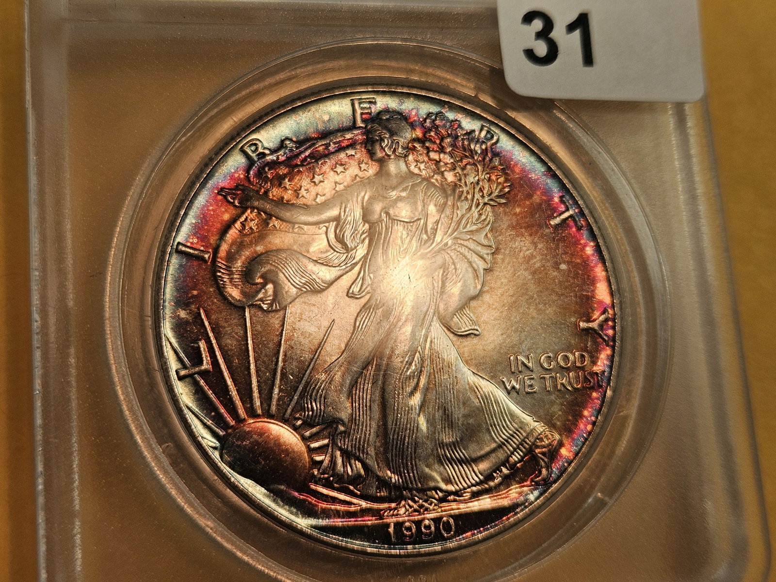 ANACS 1990 American Silver Eagle in Mint State 67 - 4