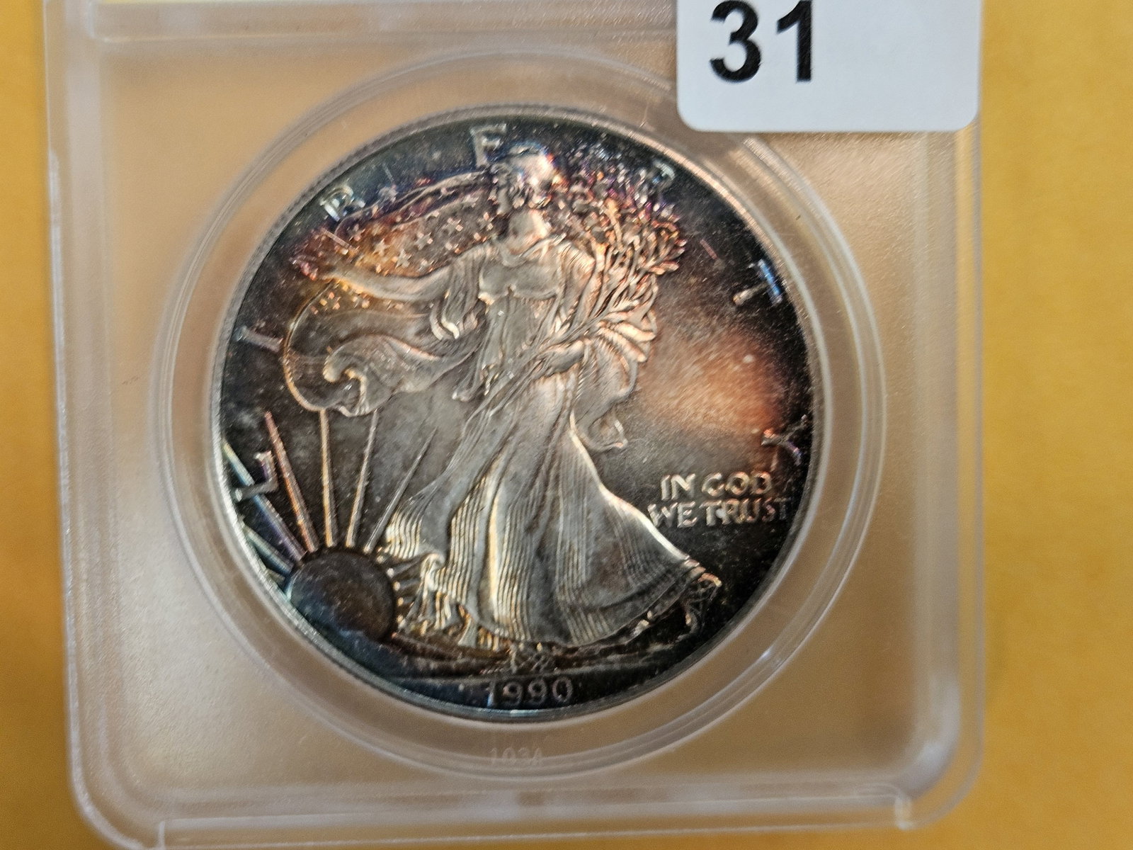 ANACS 1990 American Silver Eagle in Mint State 67 - 6