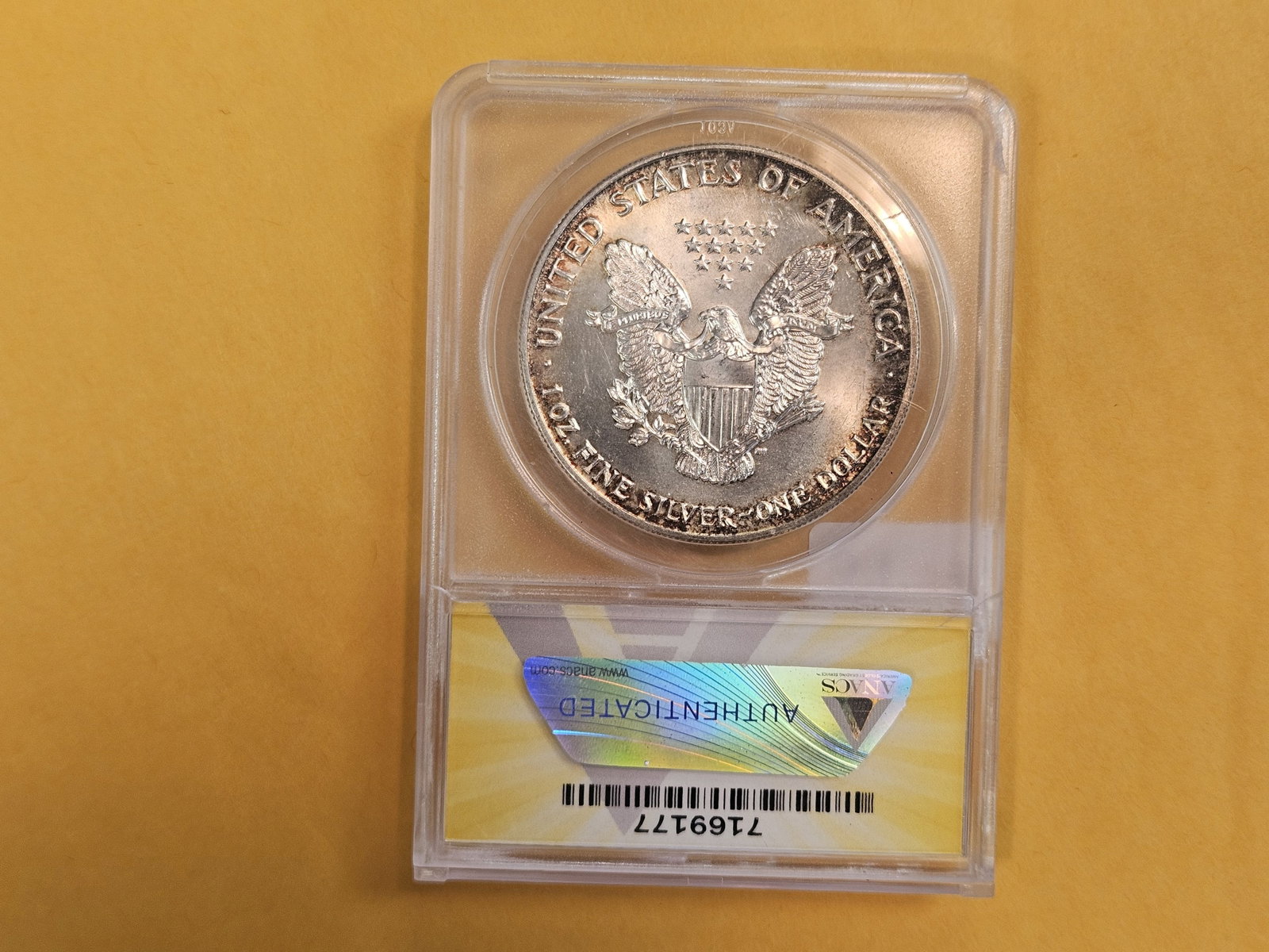 ANACS 1990 American Silver Eagle in Mint State 67 - 7