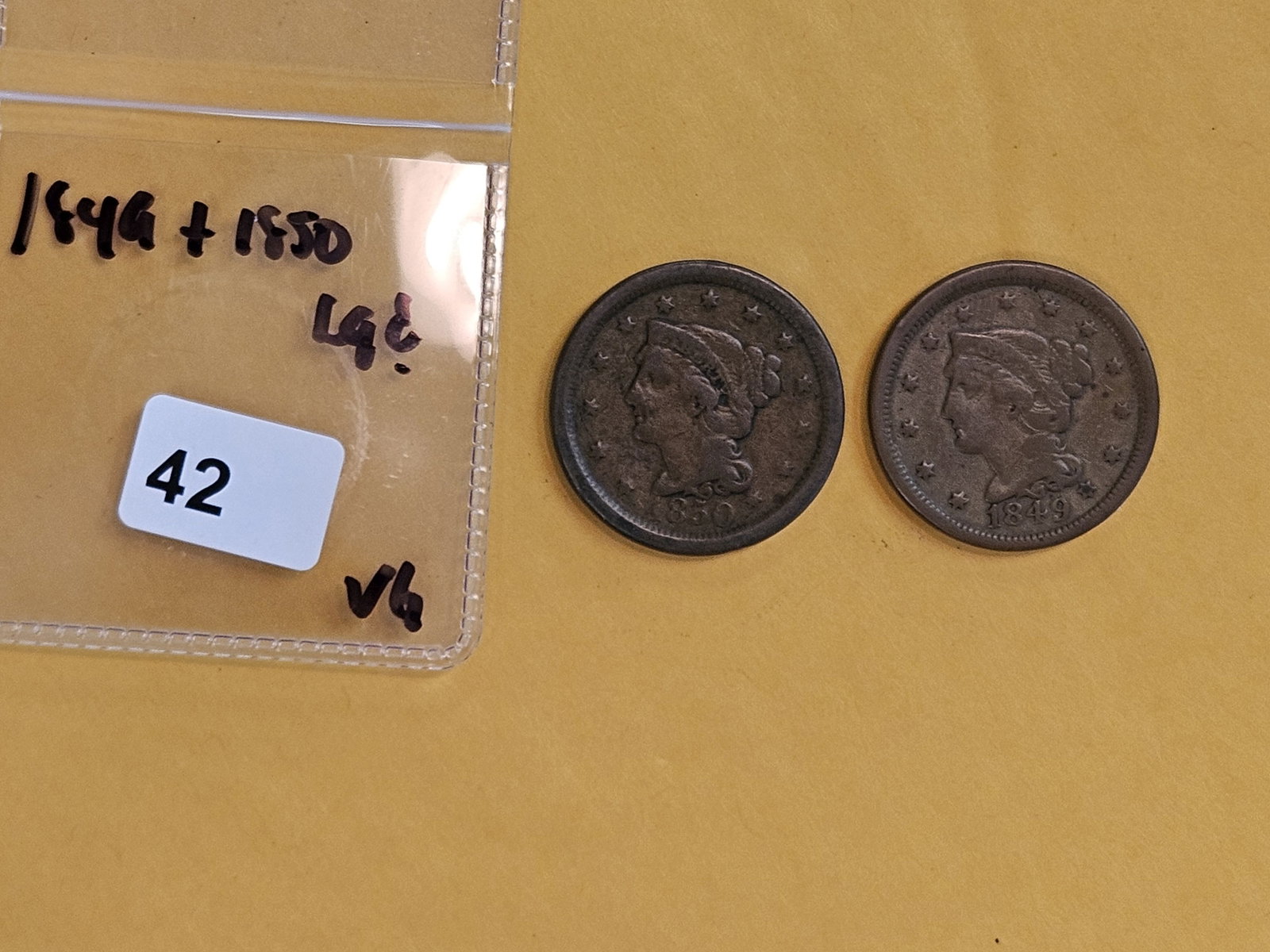 1849 and 1850 Braided Hair Large cents - 2