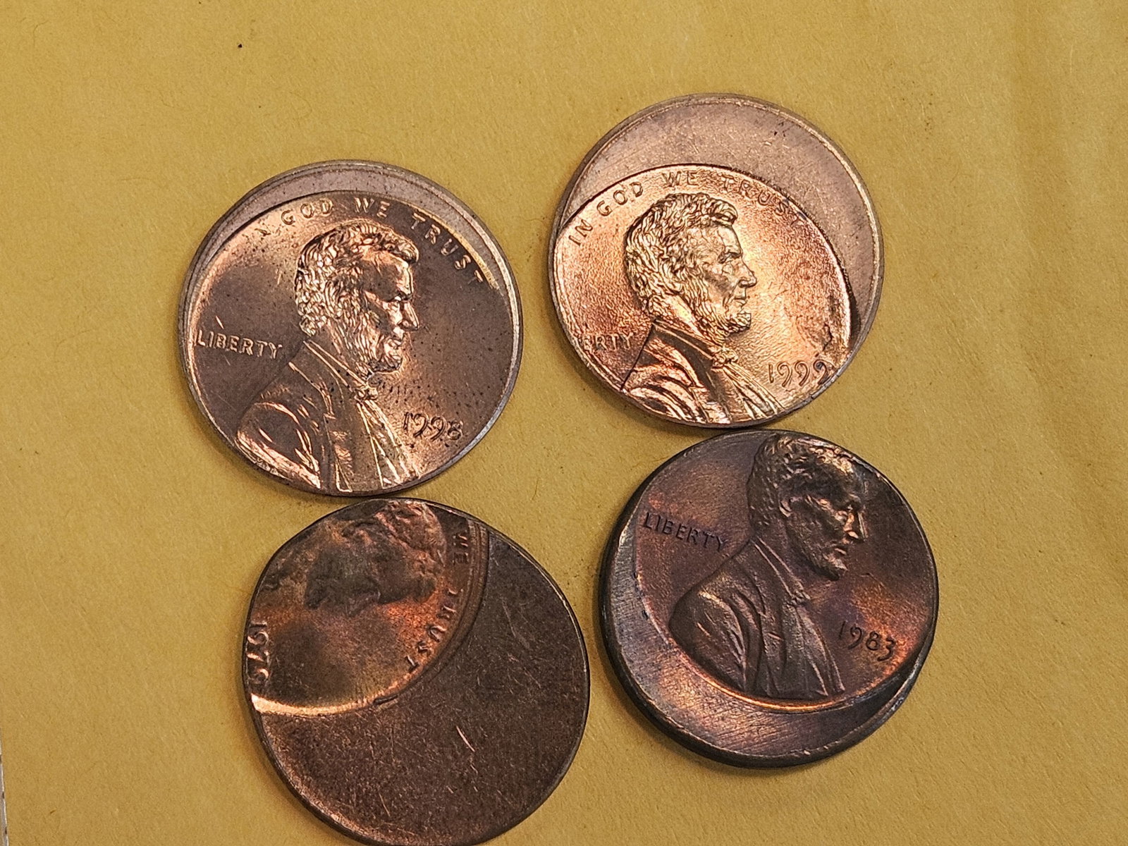 Mint Errors! Four Brilliant Uncirculated Lincoln Cents (1 of 4)
