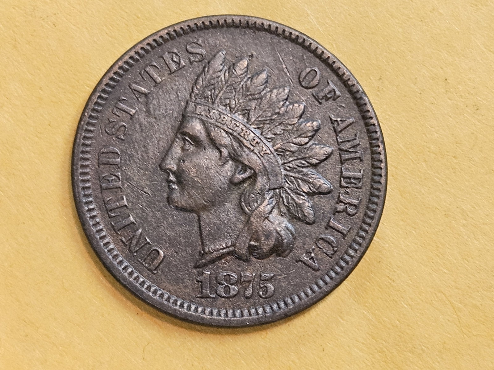 Better Date 1875 Indian cent - 3