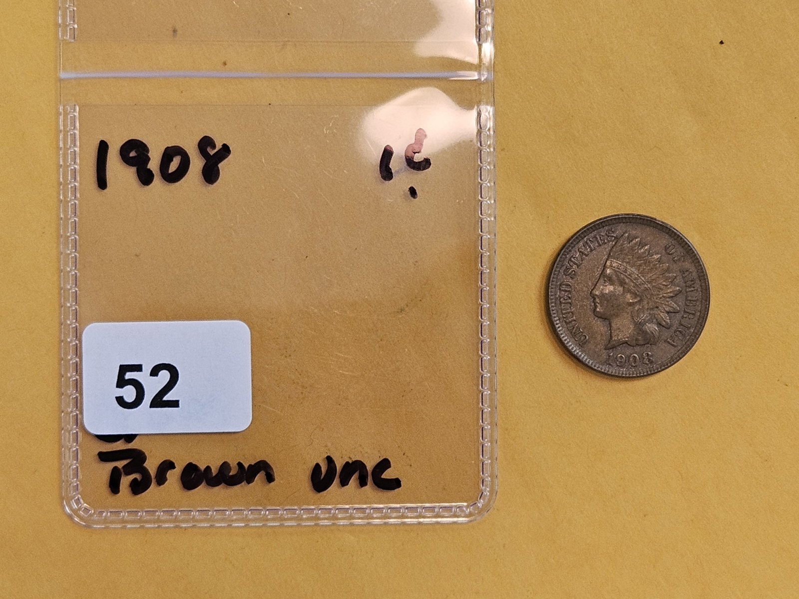 Choice Brown Uncirculated 1908 Indian Cent - 2