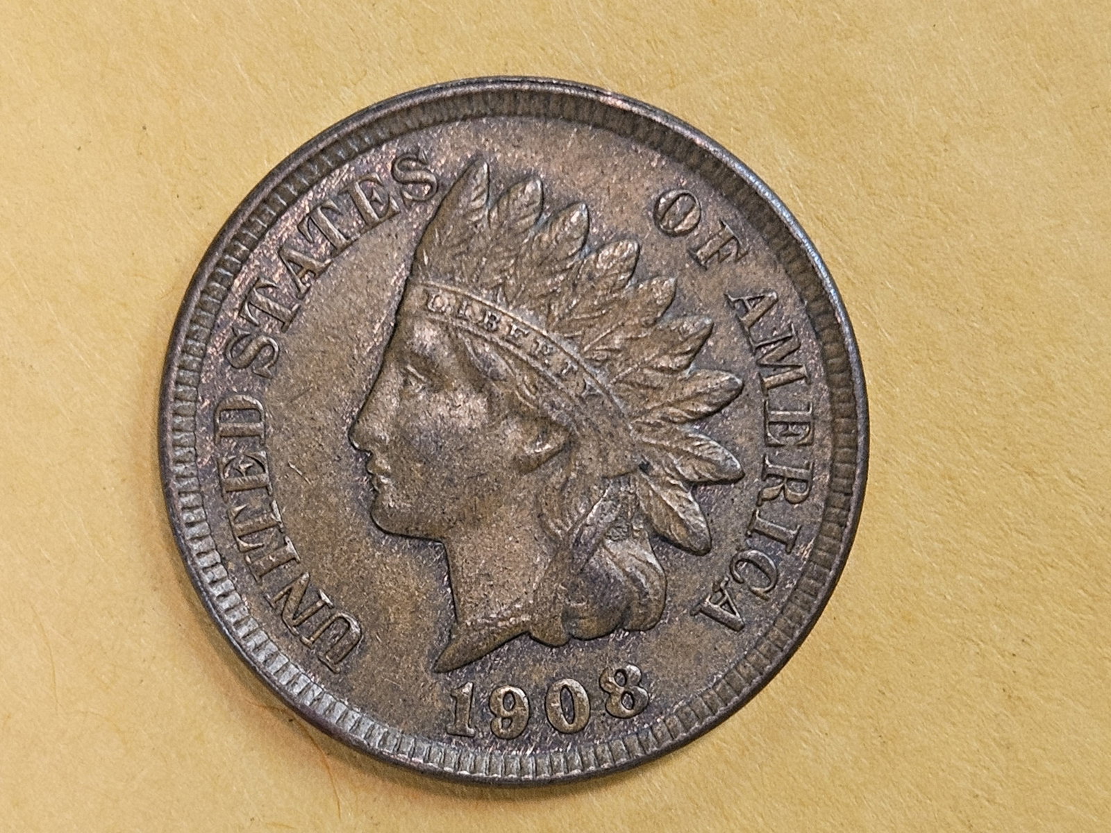 Choice Brown Uncirculated 1908 Indian Cent - 3