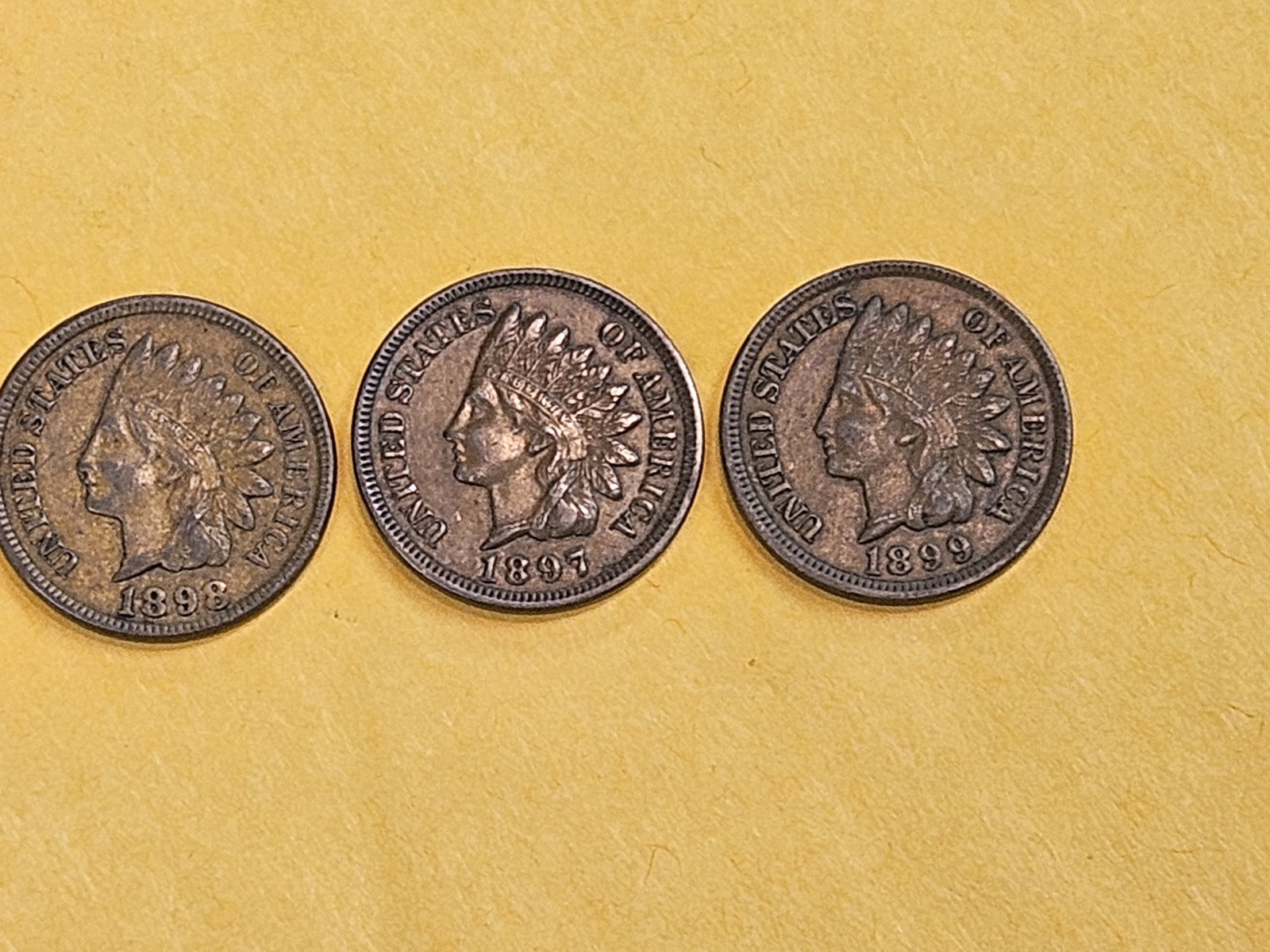 Three solid About Uncirculated plus Indian cents (1 of 6)