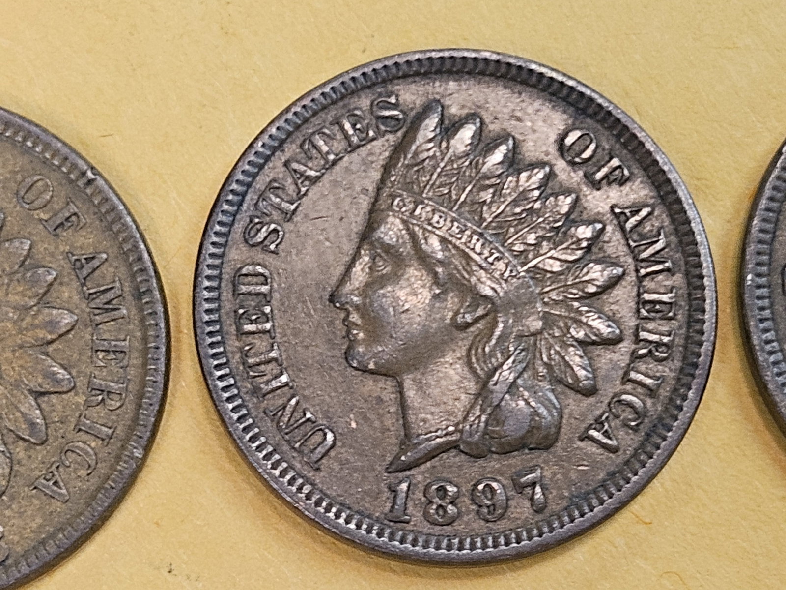 Three solid About Uncirculated plus Indian cents - 4