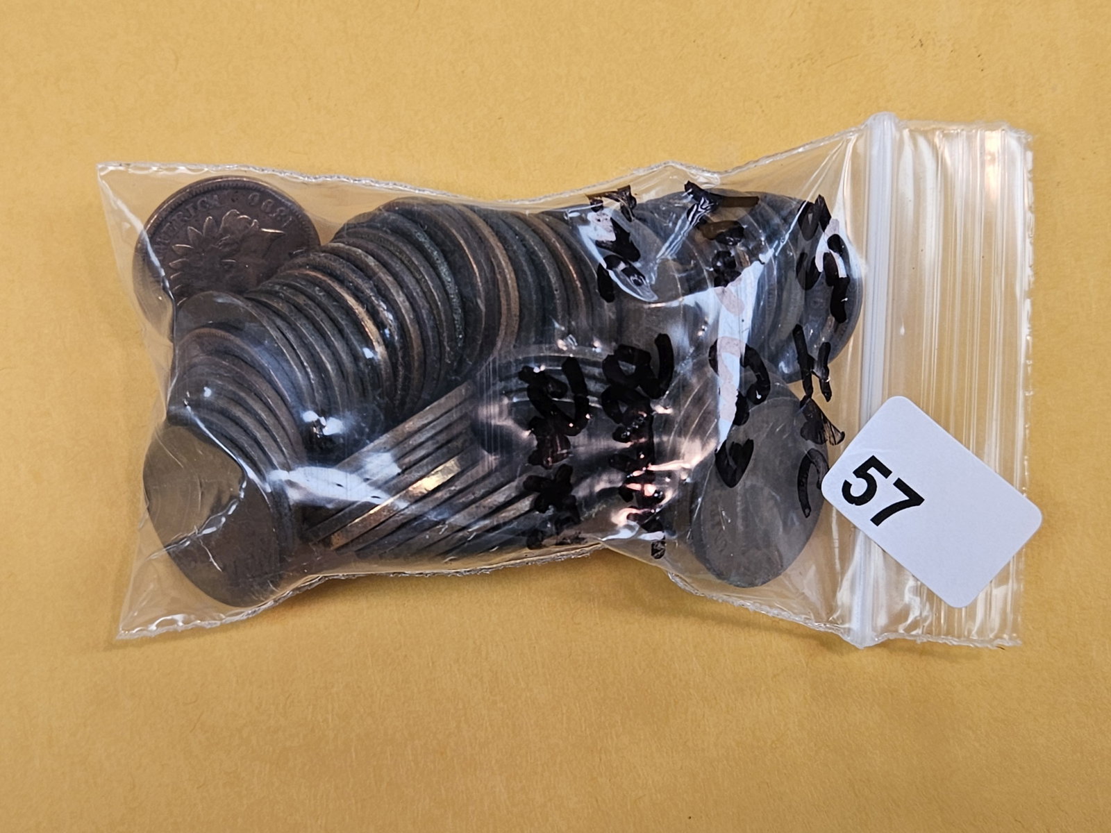 Fifty-Five Indian cents: All lower end, but includes some better dates