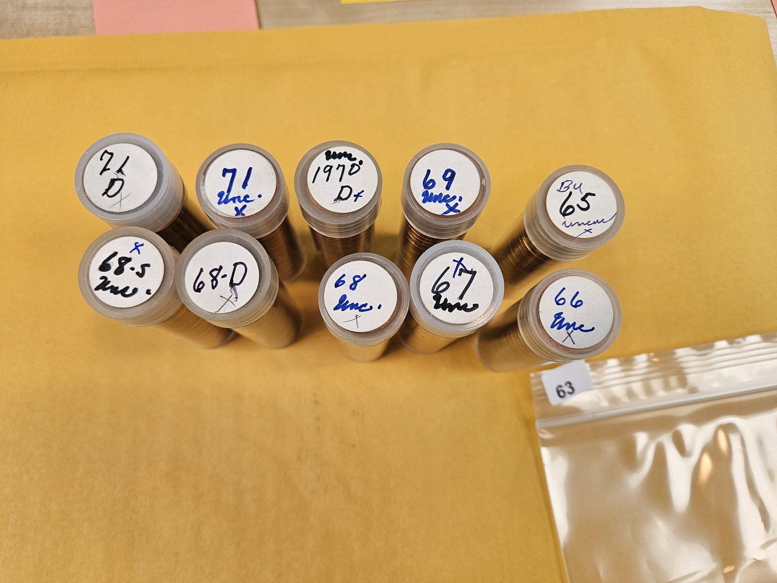 Ten mixed Brilliant Uncirculated Lincoln Cent rolls (1 of 2)