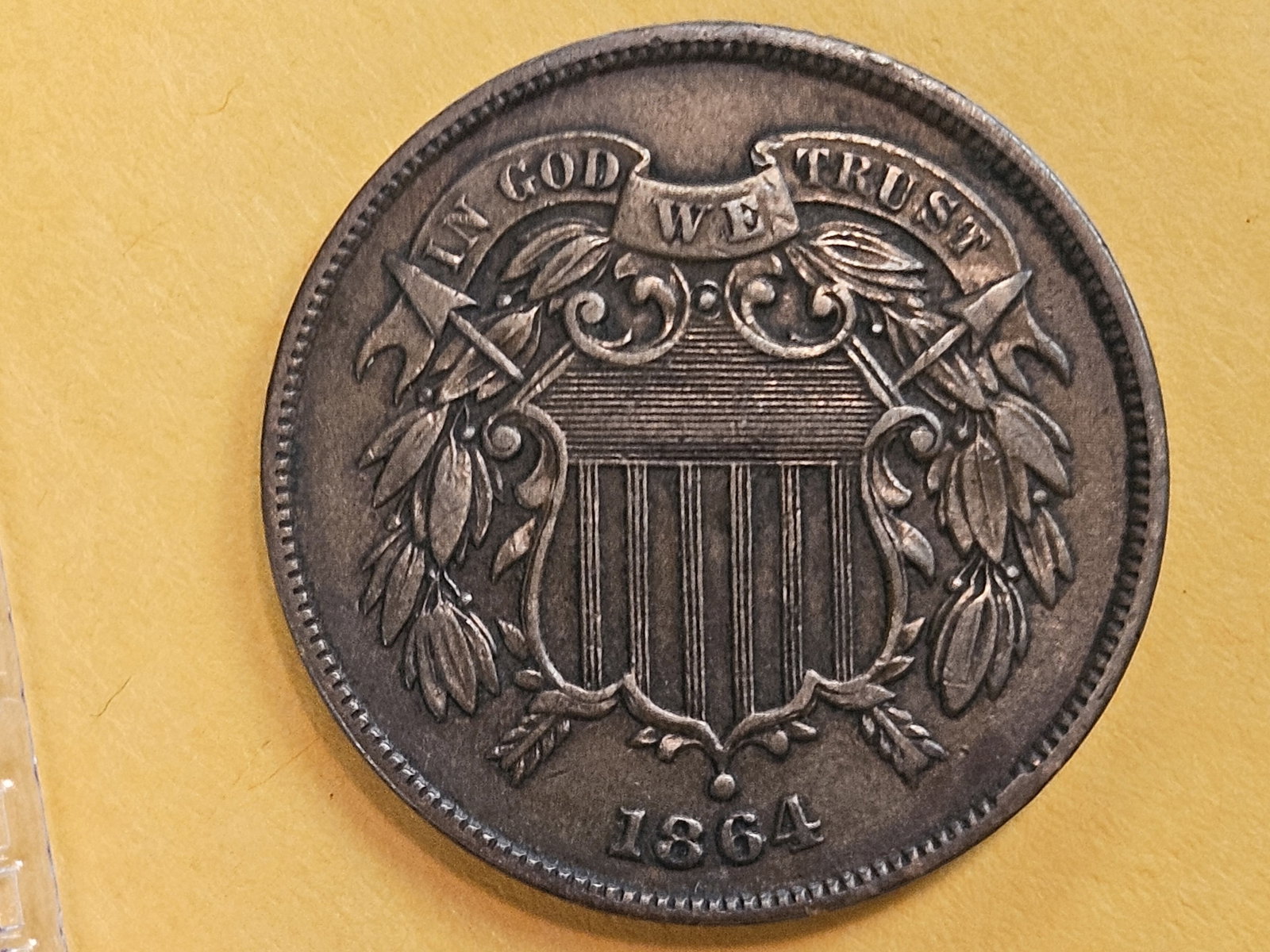 Nice About Uncirculated plus 1864 Two Cent piece - 3