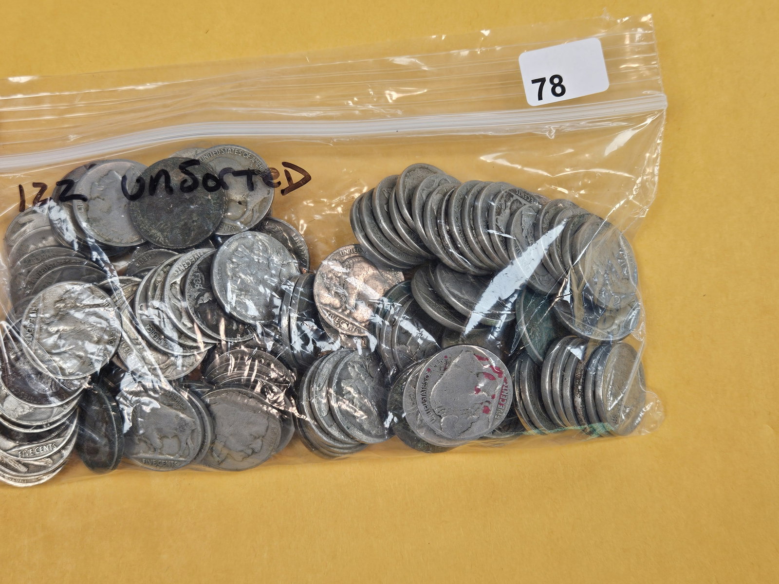 ONE HUNDRED Twenty-two Buffalo Nickels: Unsorted by dealer