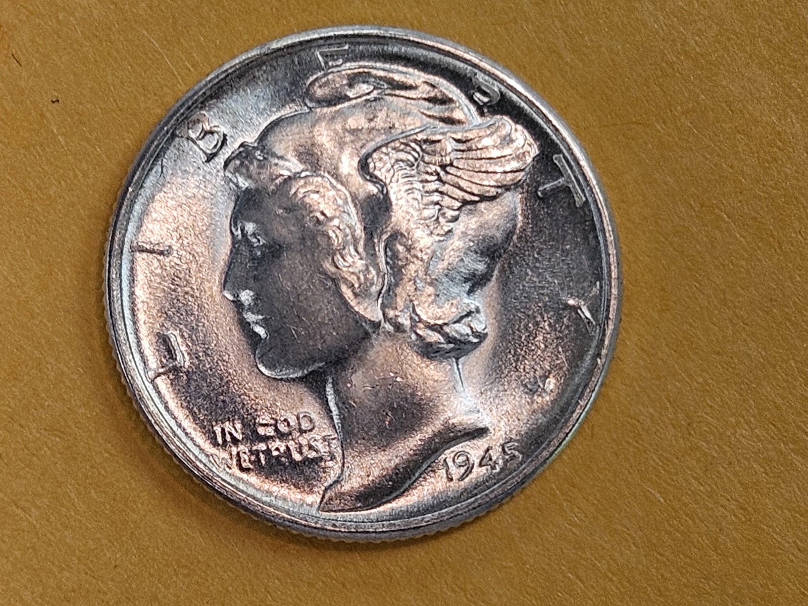 GEM Brilliant Uncirculated 1945-D Mercury Dime FSB: Full Split Bands