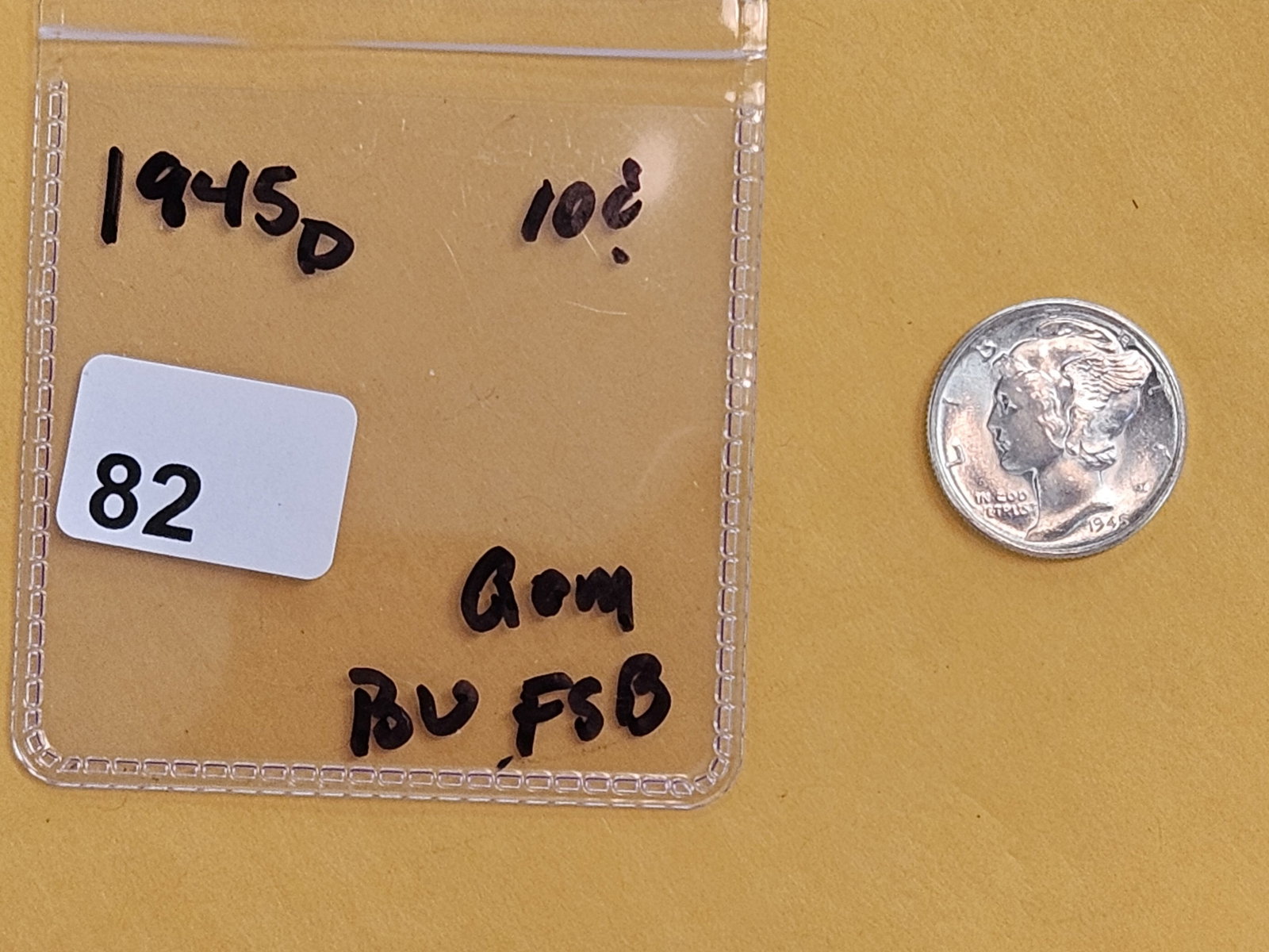 GEM Brilliant Uncirculated 1945-D Mercury Dime FSB - 2