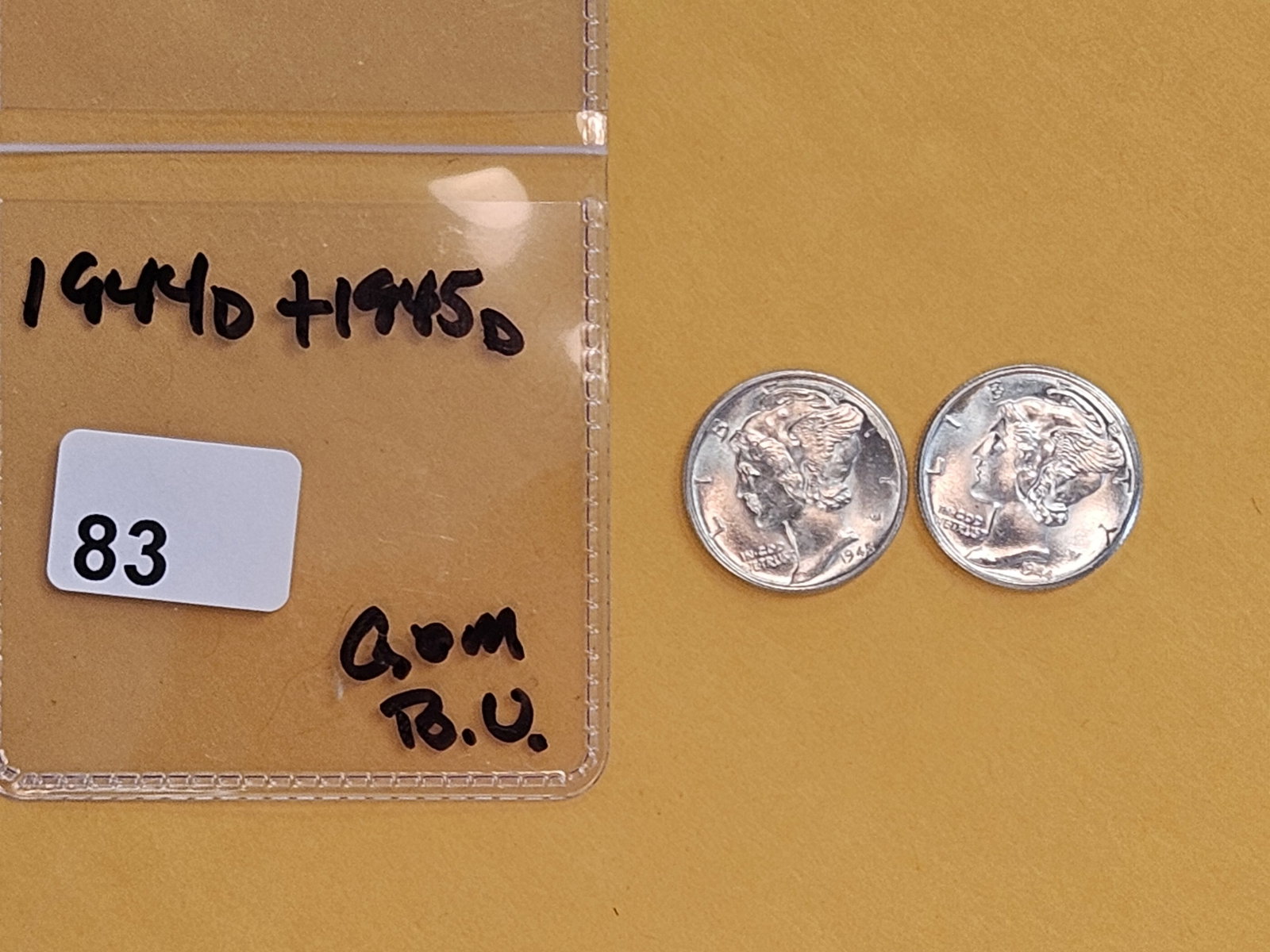 Two GEM Brilliant Uncirculated Mercury silver Dimes - 2