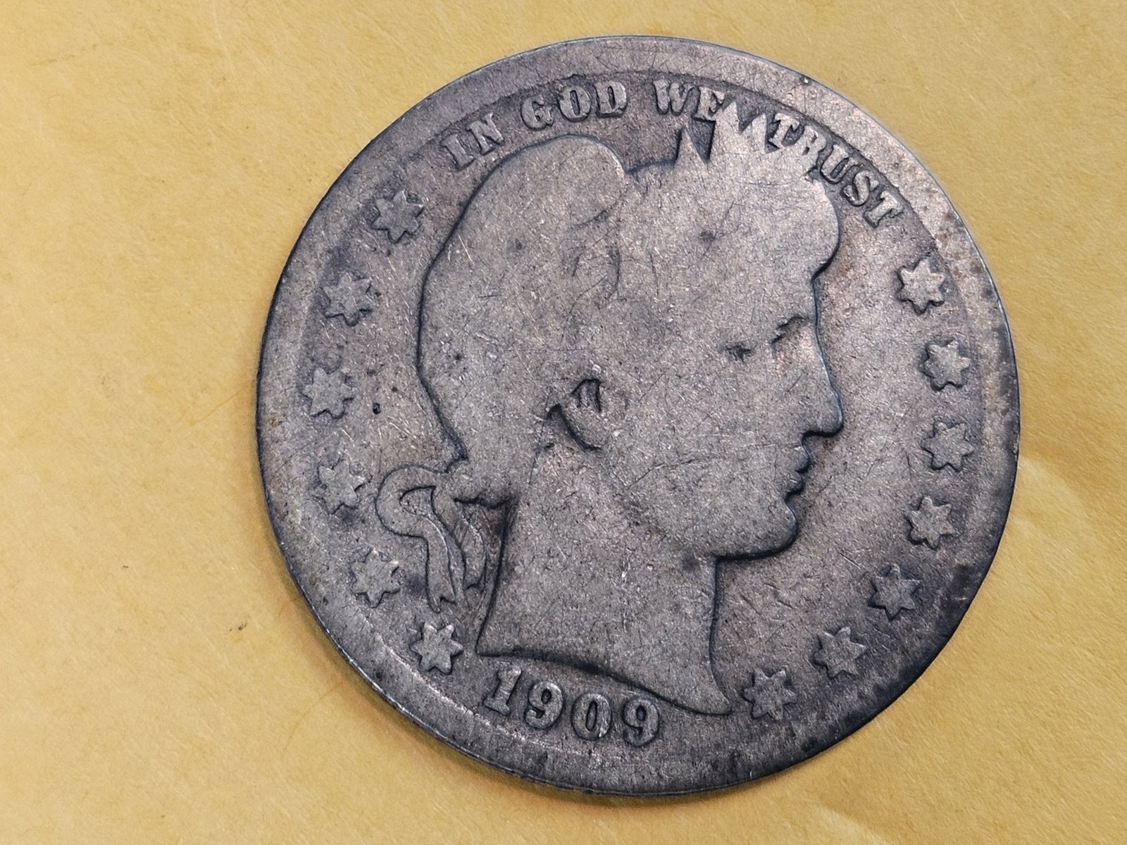 * Key Date 1909-O Barber Quarter in Good: Tougher date