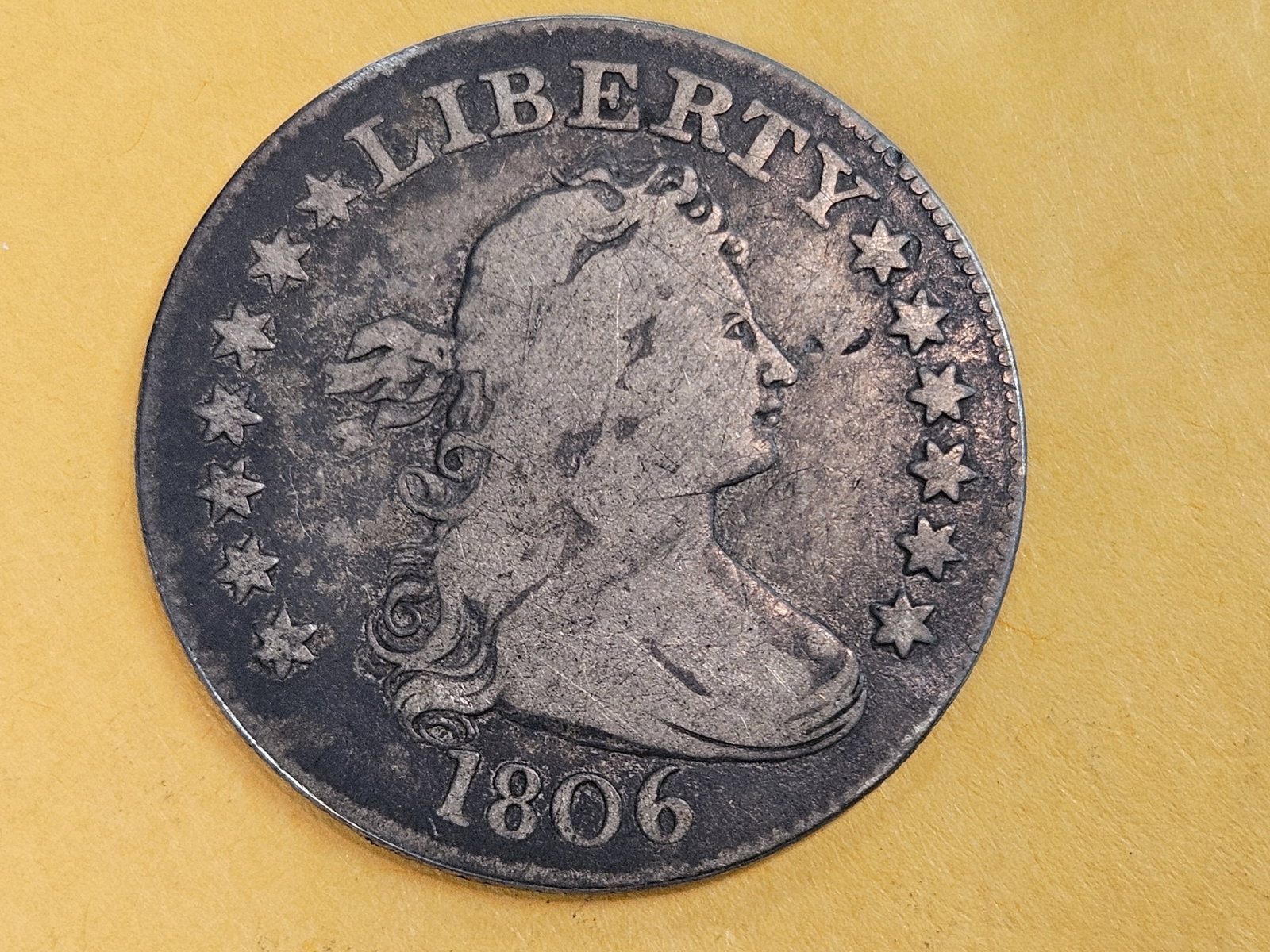 ** SCARCE ** 1806 Draped Bust silver Quarter in Fine: Very tough coin in any condition!