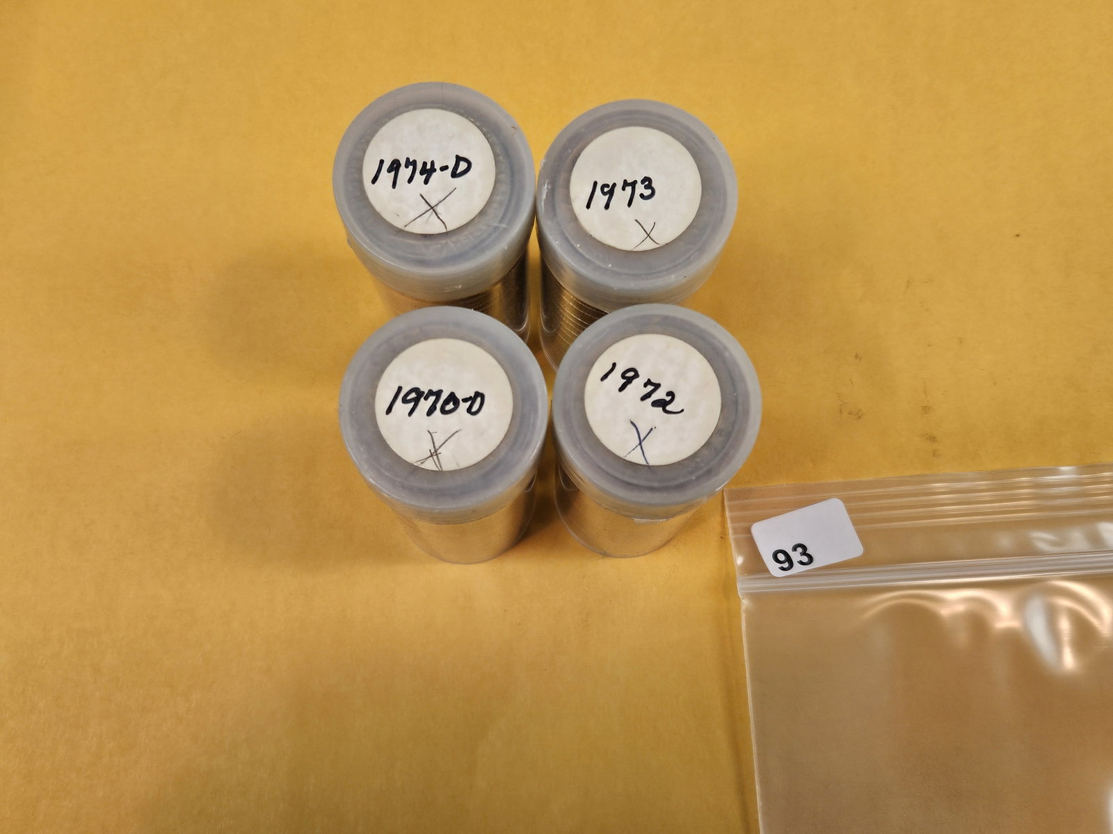 Four Brilliant Uncirculated Rolls of Washington Quarters: Mixed. From an older collection. Unchecked by us. All 1970's