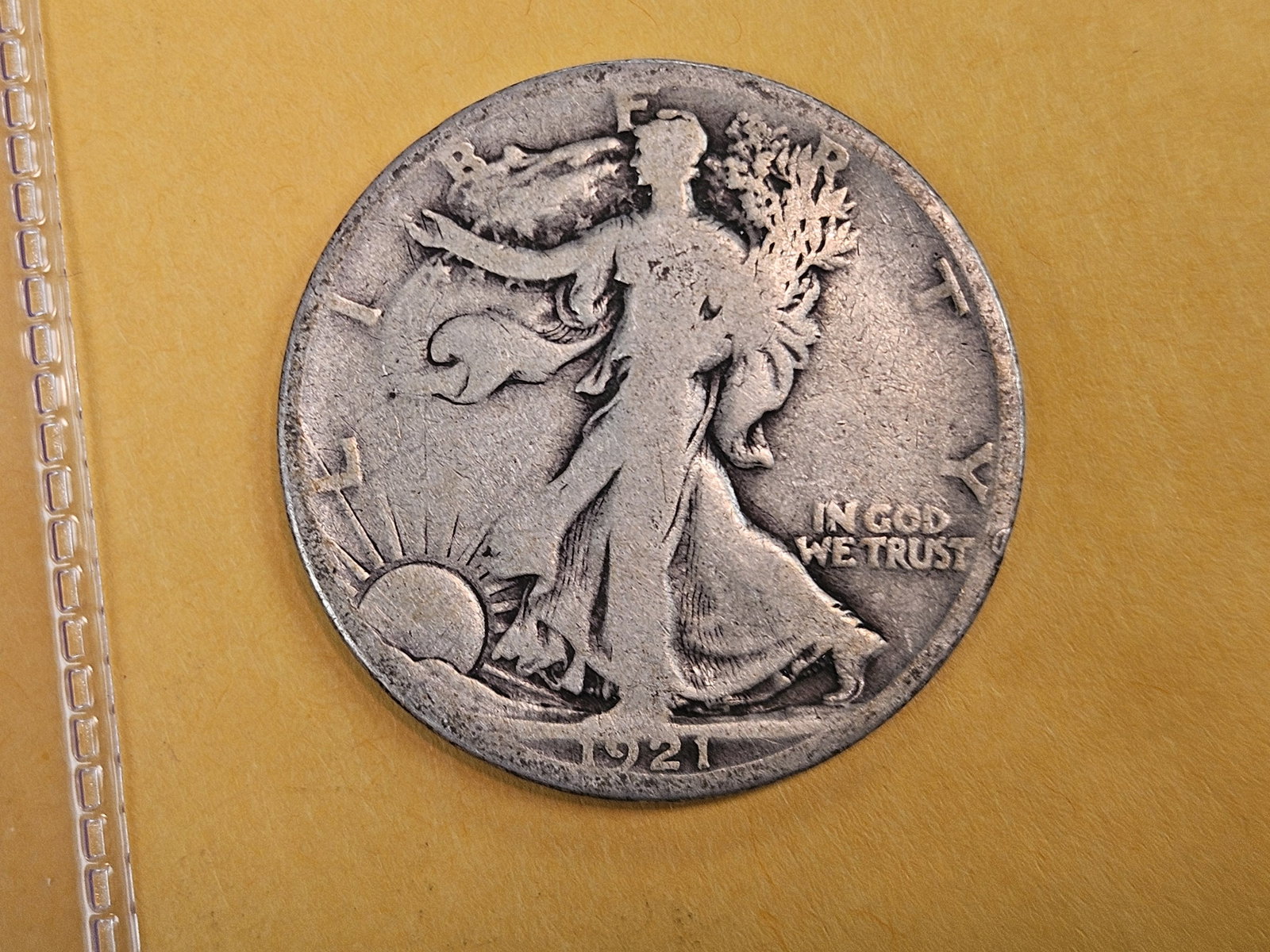 * KEY DATE 1921-S Walking Liberty Half Dollar: In Very Good.