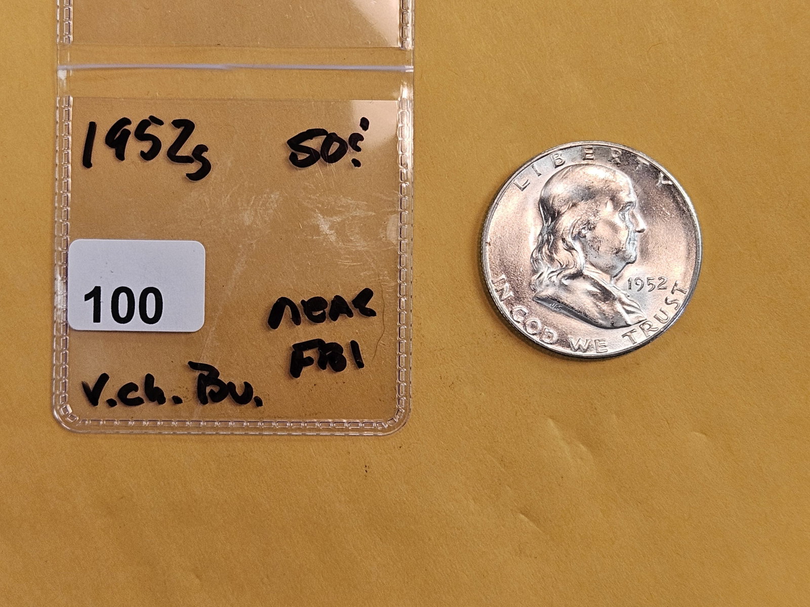 Very Choice Brilliant Uncirculated 1952-S Franklin Half Dollar - 2