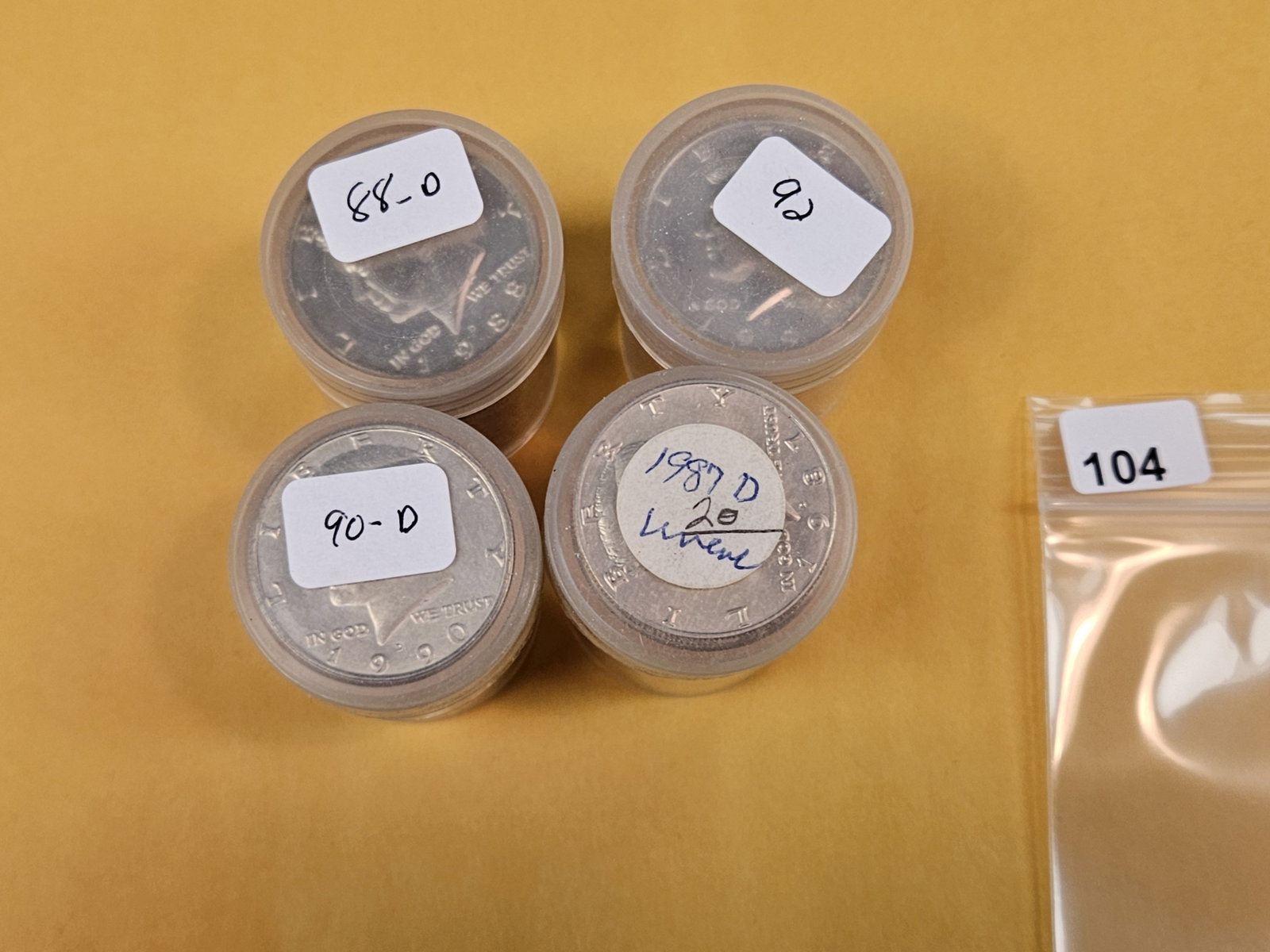Four mixed Brilliant Uncirculated Kennedy half Dollar Rolls (1 of 2)