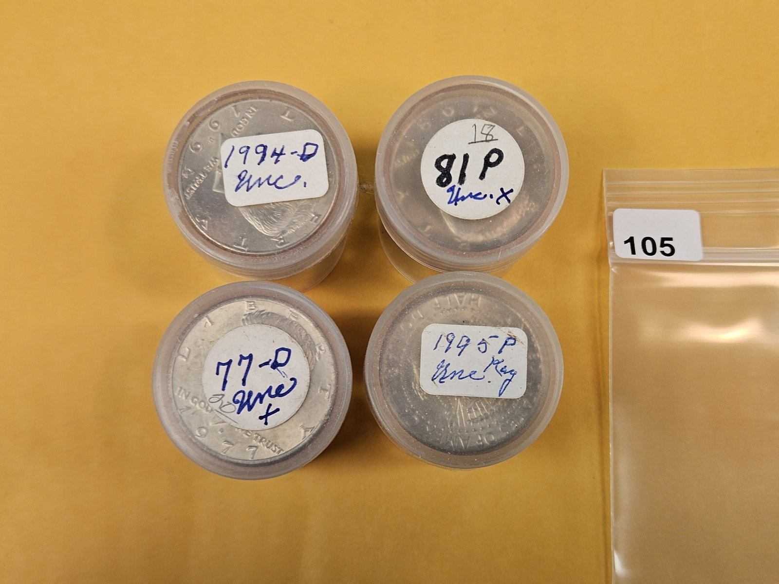 Four mixed Brilliant Uncirculated Kennedy half Dollar Rolls (1 of 2)