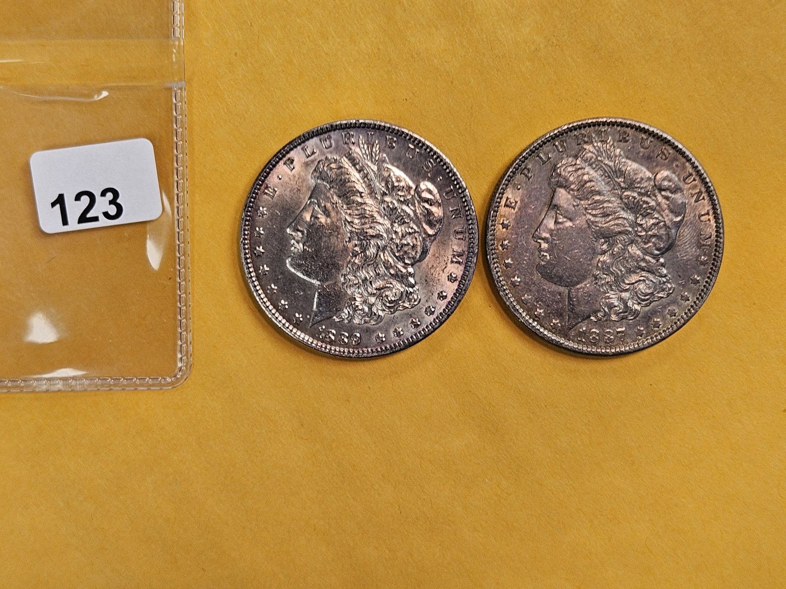 Two About Uncirculated Morgan Silver Dollars - 2