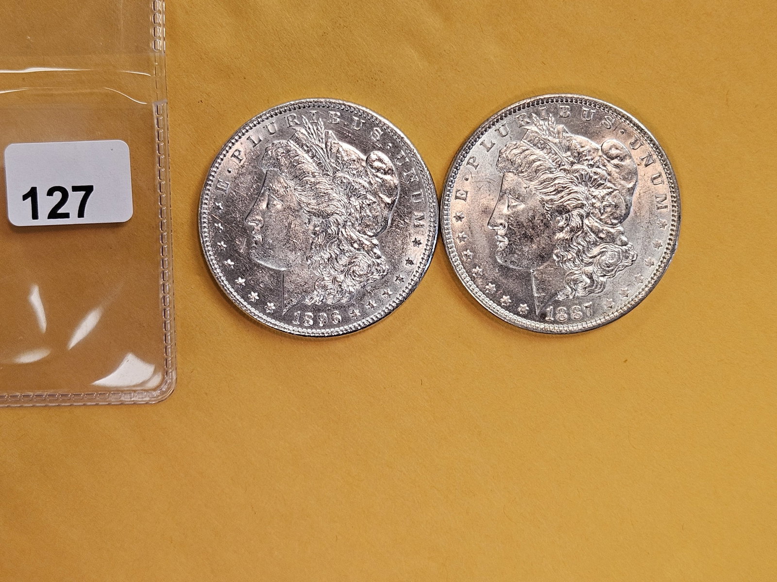 Two About Uncirculated Morgan Silver Dollars - 2