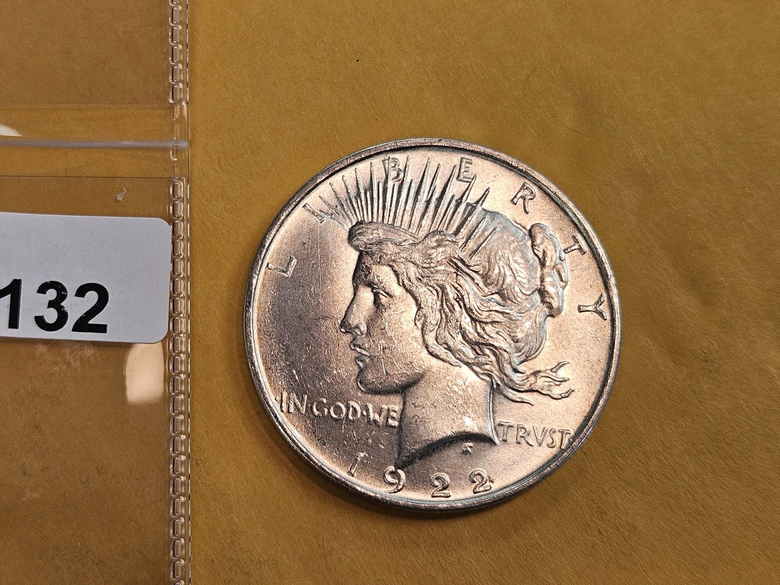 Choice Brilliant Uncirculated 1922 Peace silver Dollar - 2
