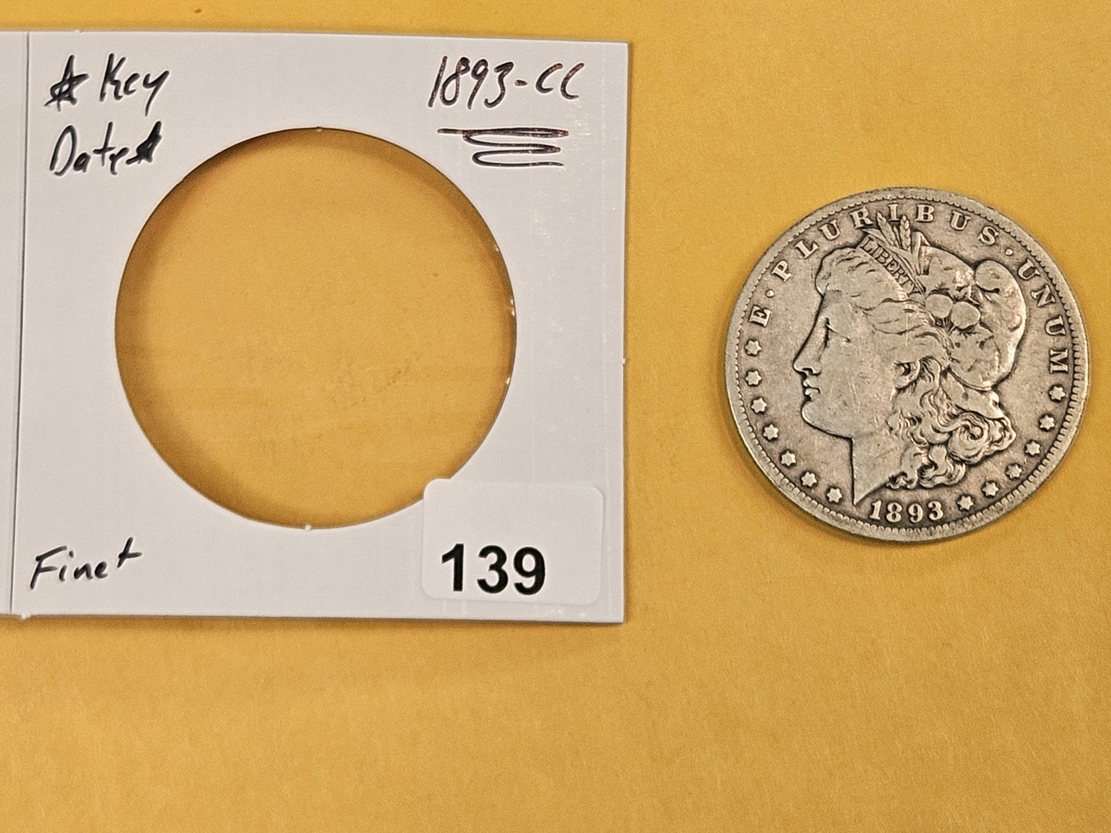 ** KEY DATE ** 1893-CC Morgan Dollar in Fine plus - 2