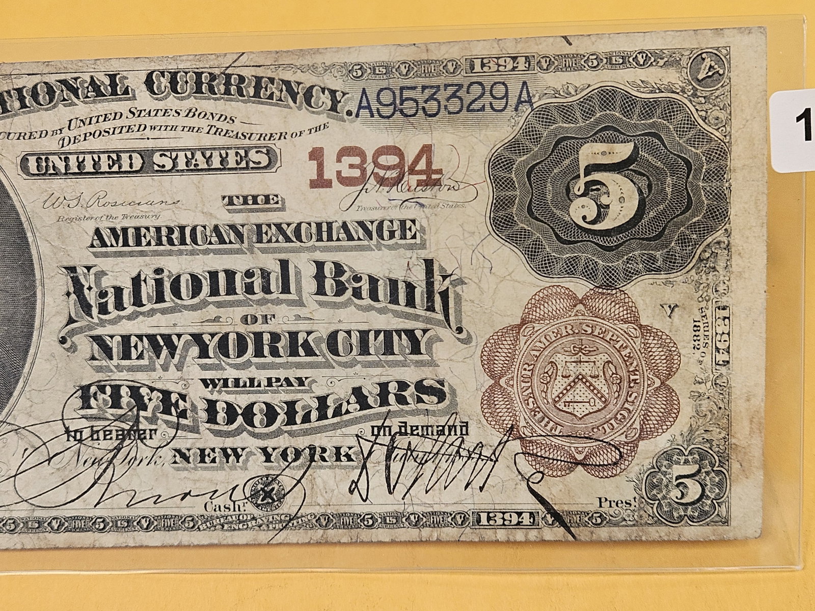** SCARCE ** Series of 1882 Large Size Five Dollar National Currency - 4