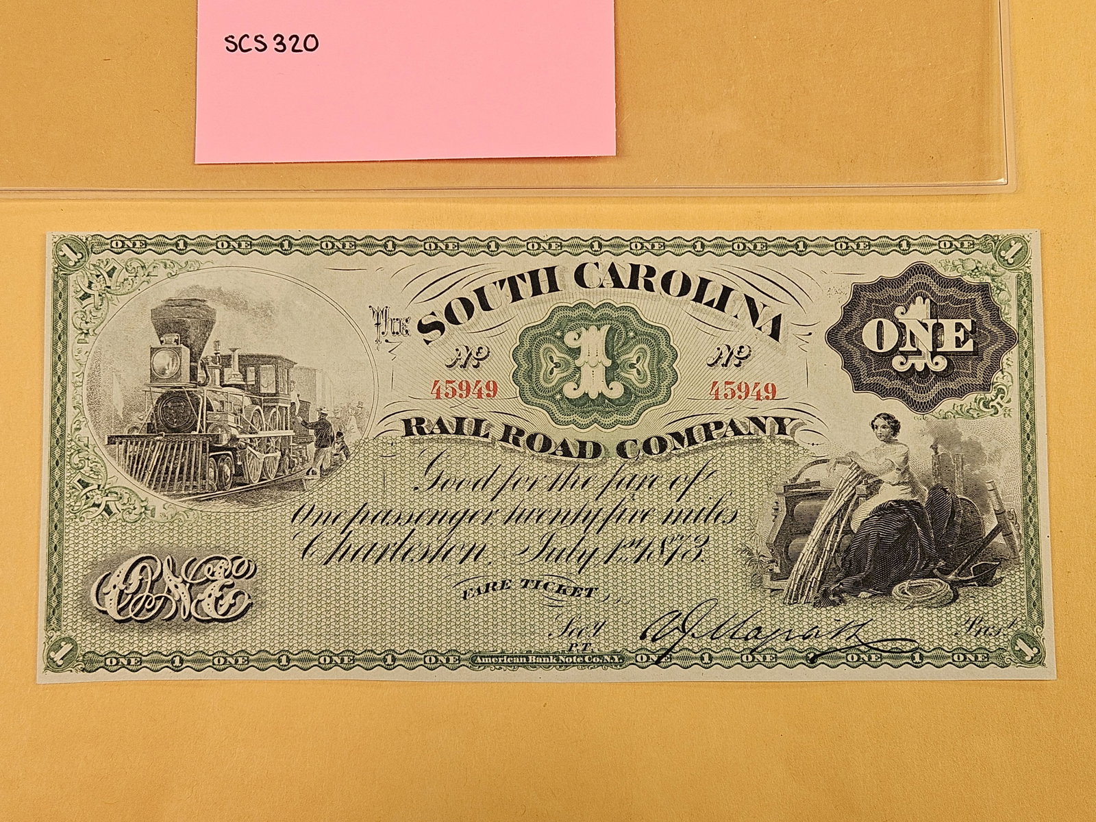 GEM Crisp Uncirculated 1873 One Dollar obsolete Note - 2
