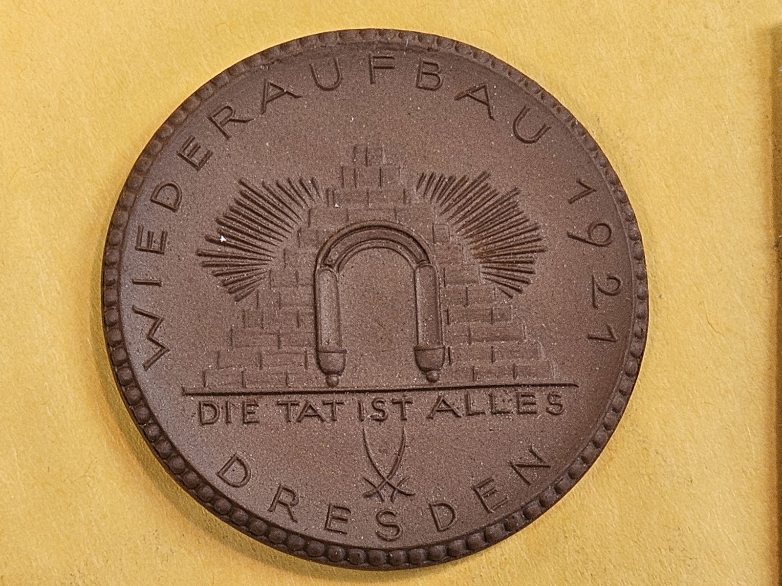 Larger GEM 1921 German War Token 20 Mark: Porcelain-clay. Saxony.