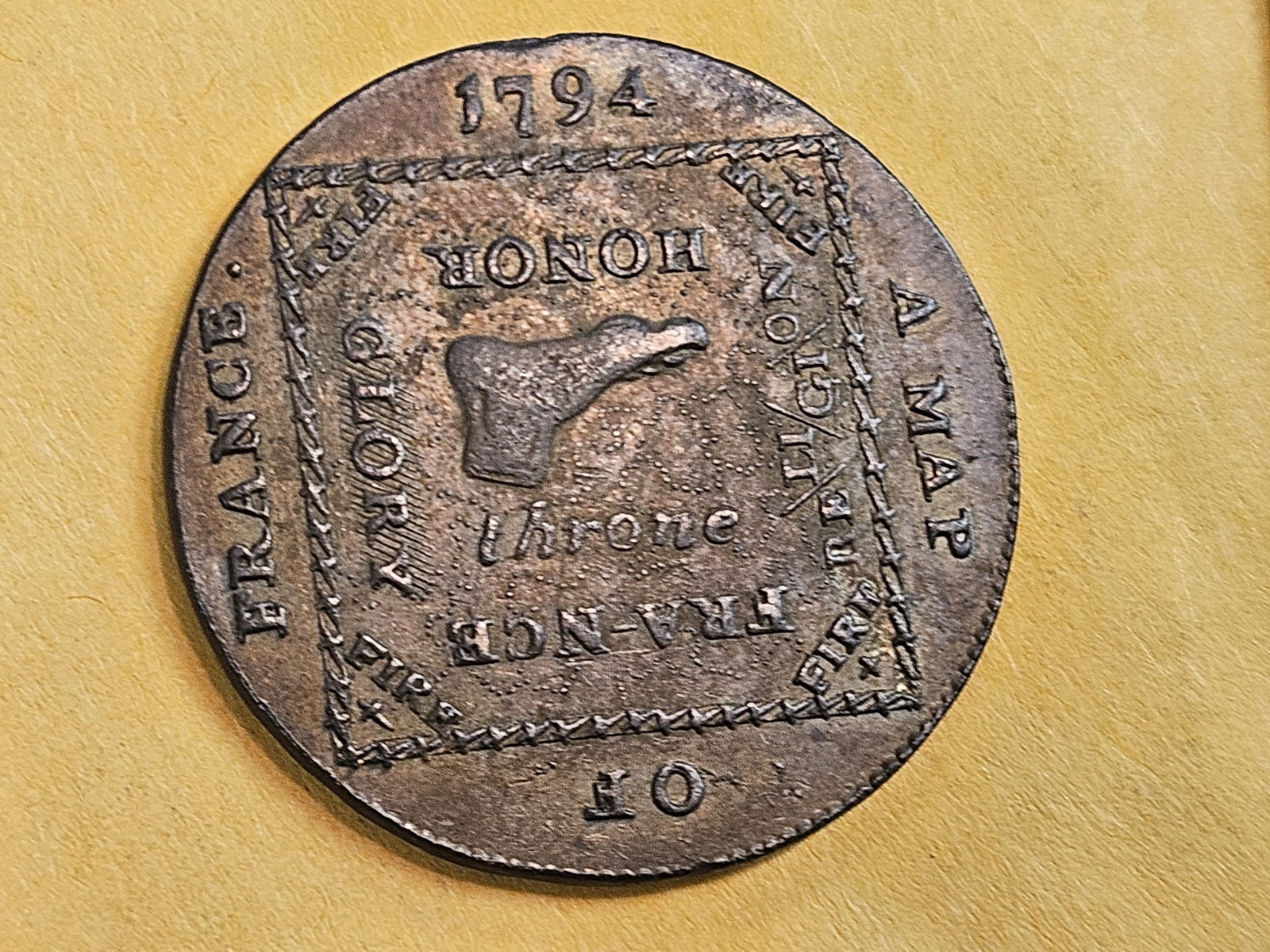 CONDER! Bright Red-Brown 1794 Conder Token: Middlesex. Political and Social Series. Looks AU-UNC