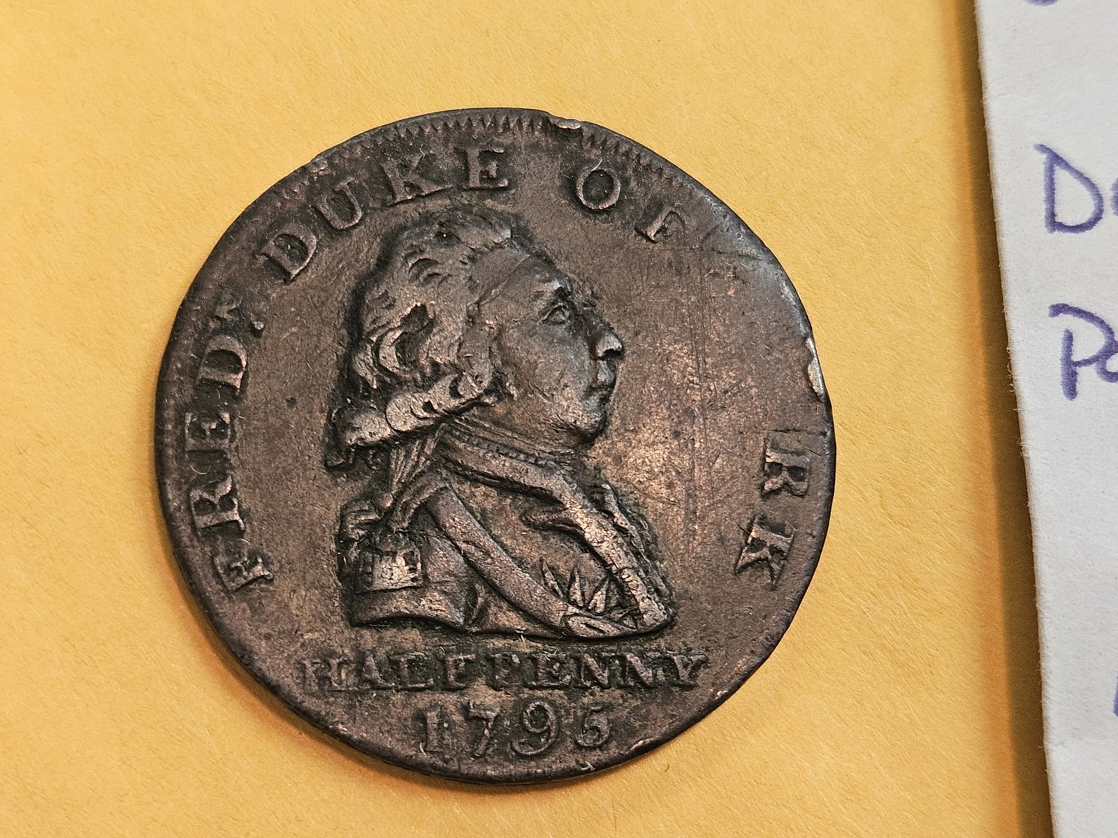 CONDER! 1795 Copper half-Penny Conder Token: Middlesex. National Series. Weakly struck