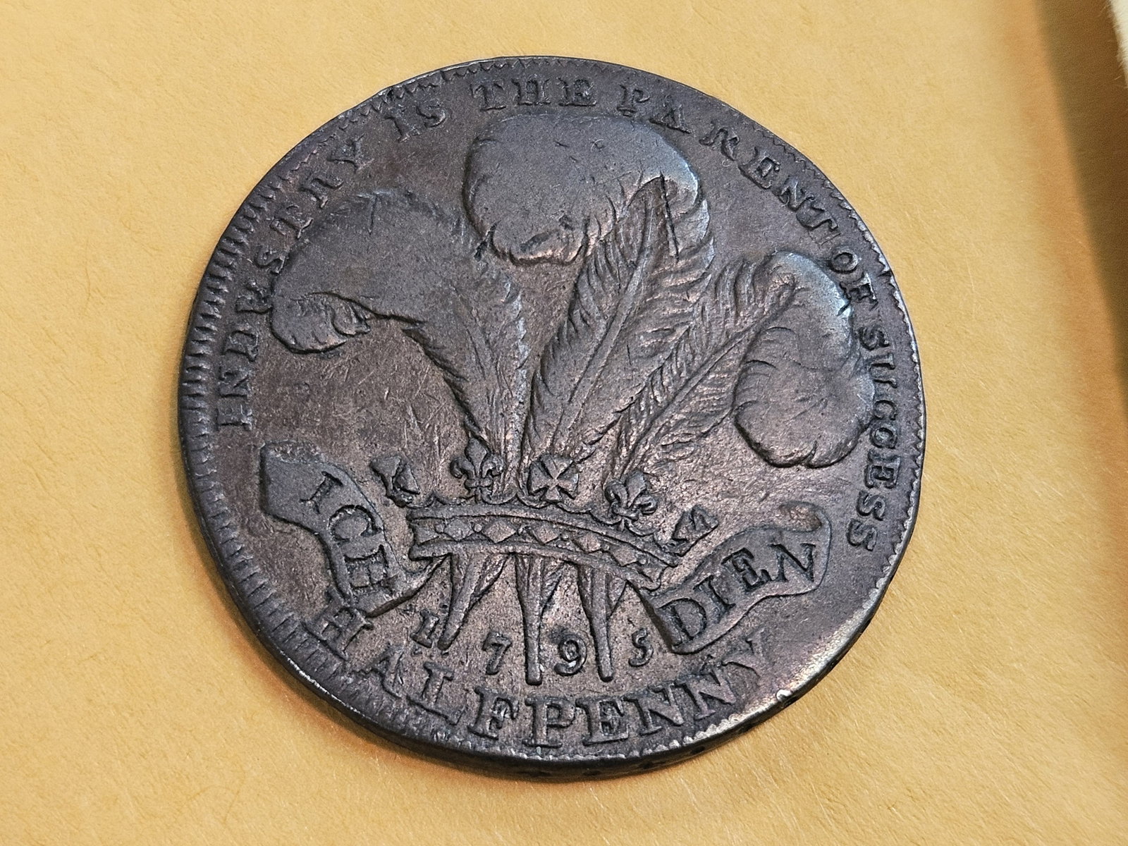 CONDER! 1795 Copper half-Penny Conder Token: Middlesex. George Prince of Wales. Probably in the Very Fine range