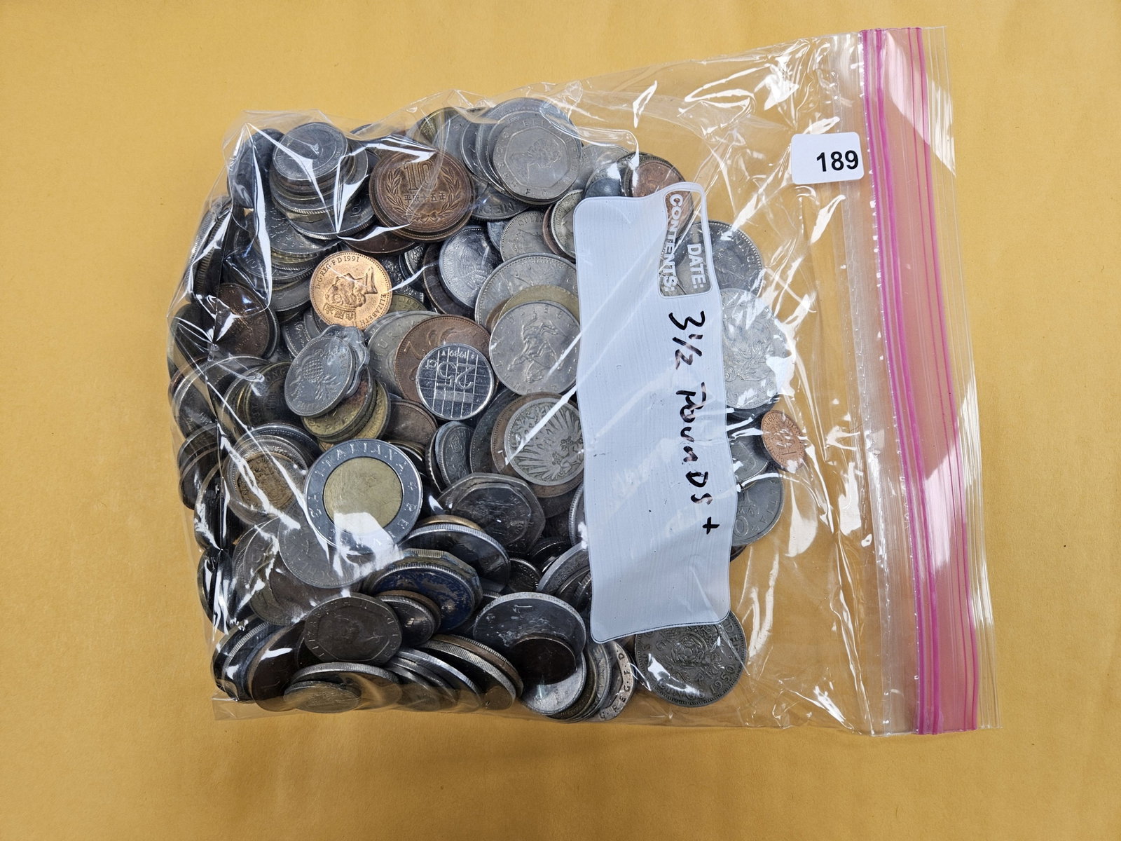THREE and one-Half POUNDS of mixed World Coins: From dealer. Unsearched by us