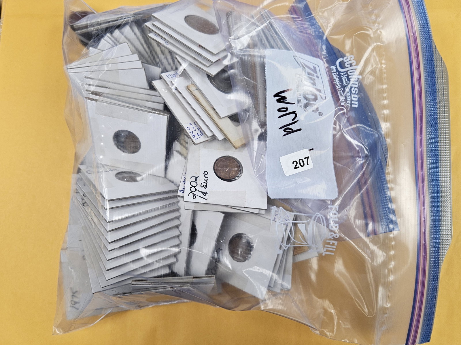 LARGE BAG of Mixed World Coins: All in 2x2's. Probably all modern. Unchecked by us
