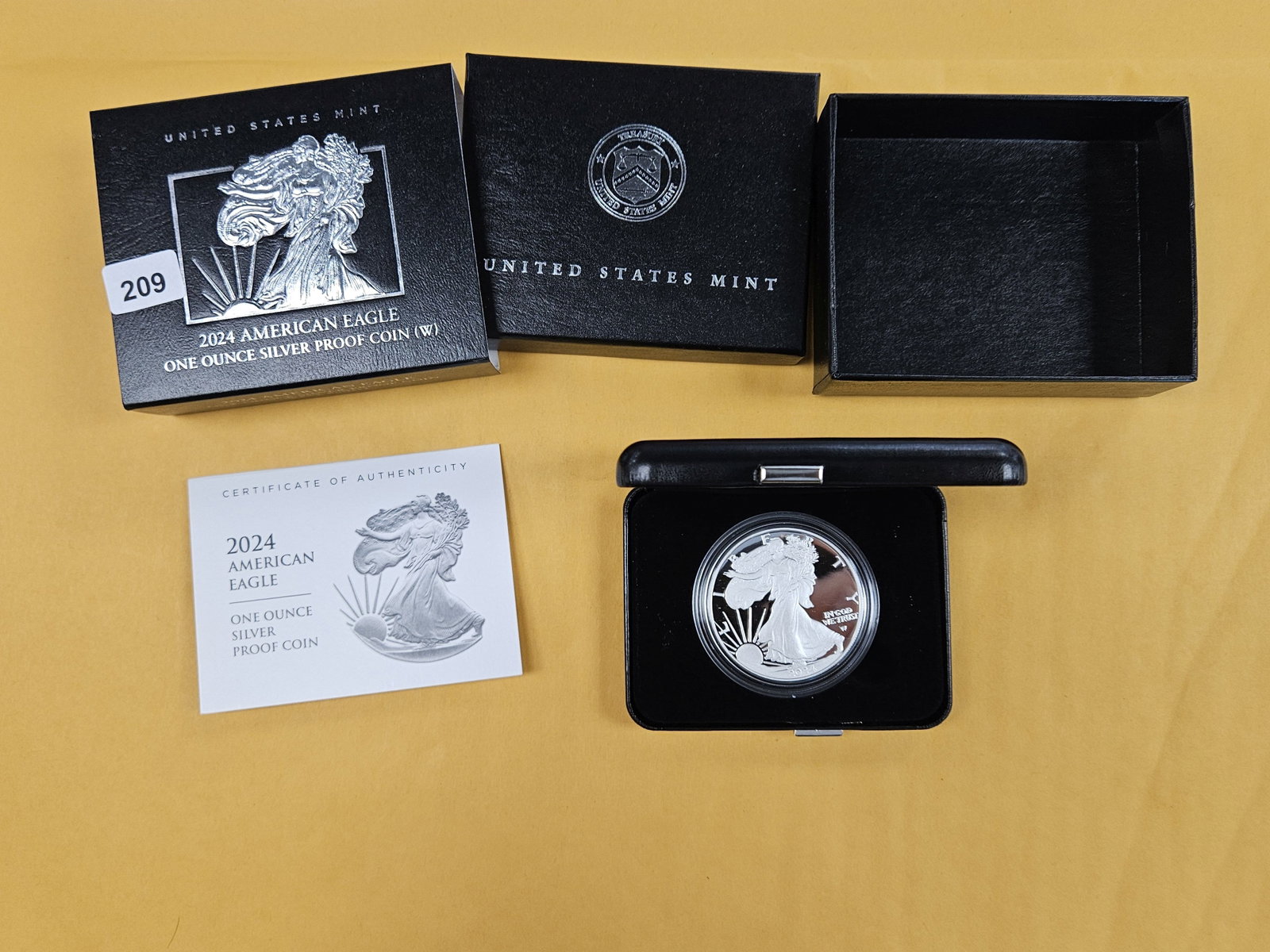 GEM Proof Deep Cameo 2024 American Silver Eagle: In original government packaging with certificate of authenticity