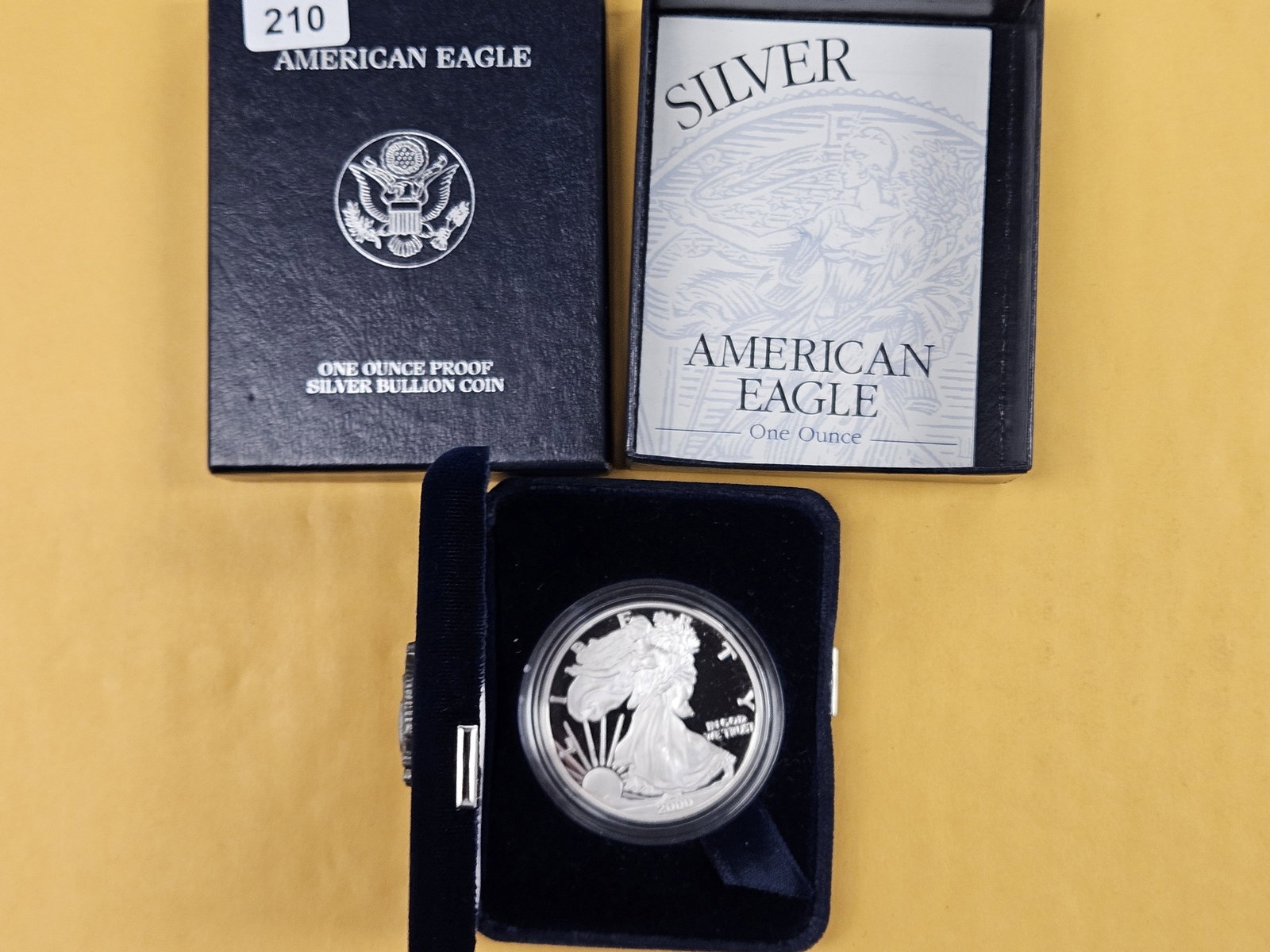 GEM Proof Deep Cameo 2000 American Silver Eagle: In original government packaging with certificate of authenticity