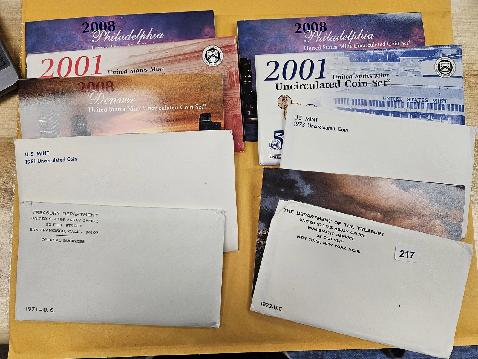 Ten Mixed US Mint Sets in OGP: Some outer boxes & COAs