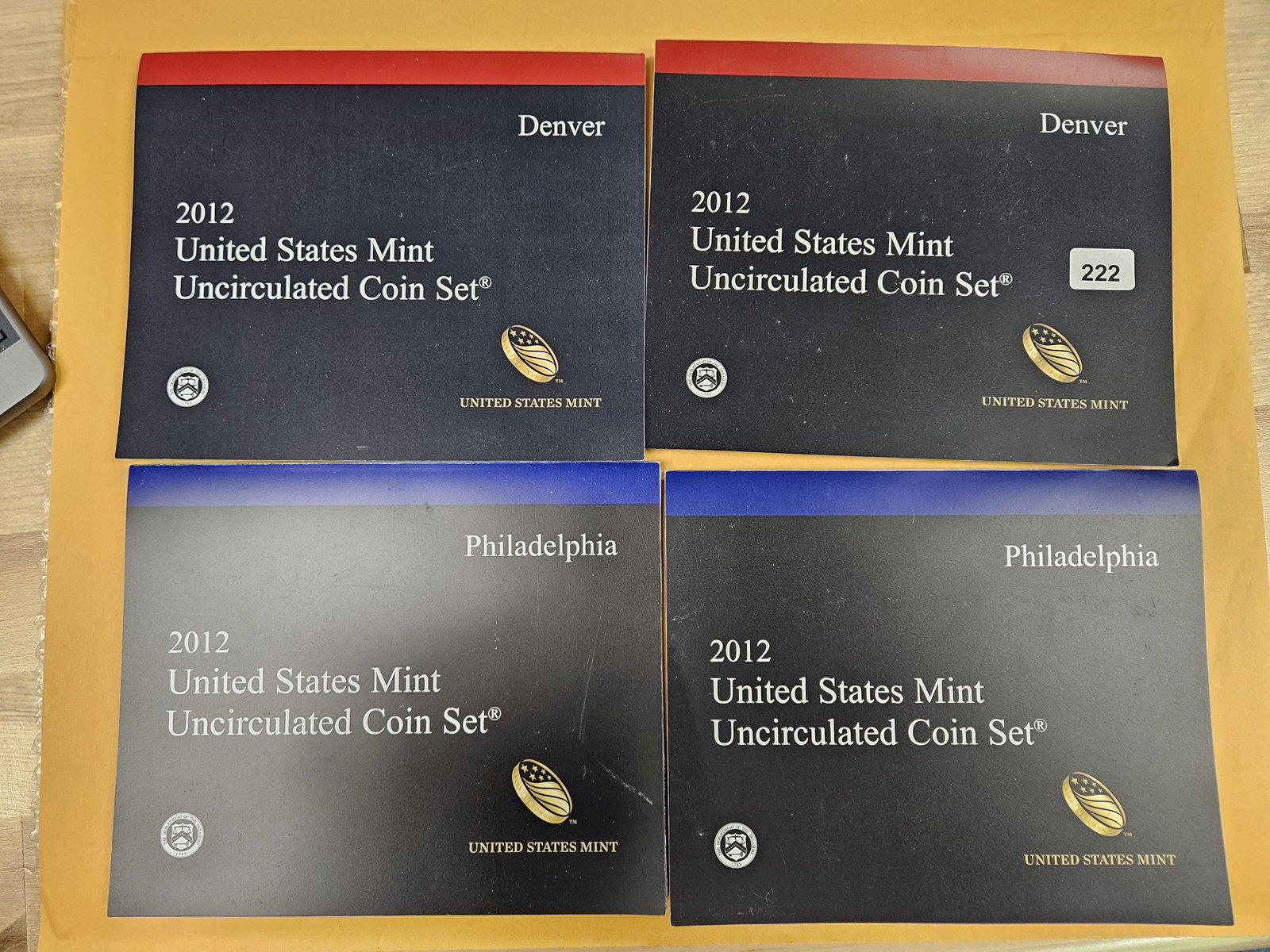 Four KEY DATE 2012 Mint Sets: Two P and two D. In OGP, not outer boxes