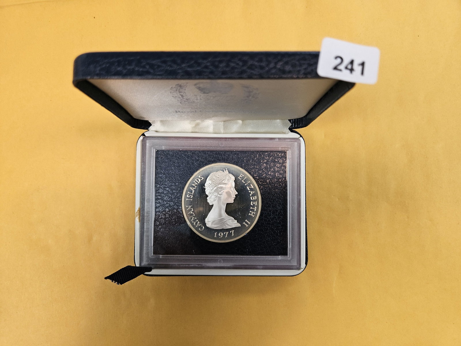 GEM Proof Deep Cameo 1977 Silver Cayman Islands $25 Dollars: In original box.