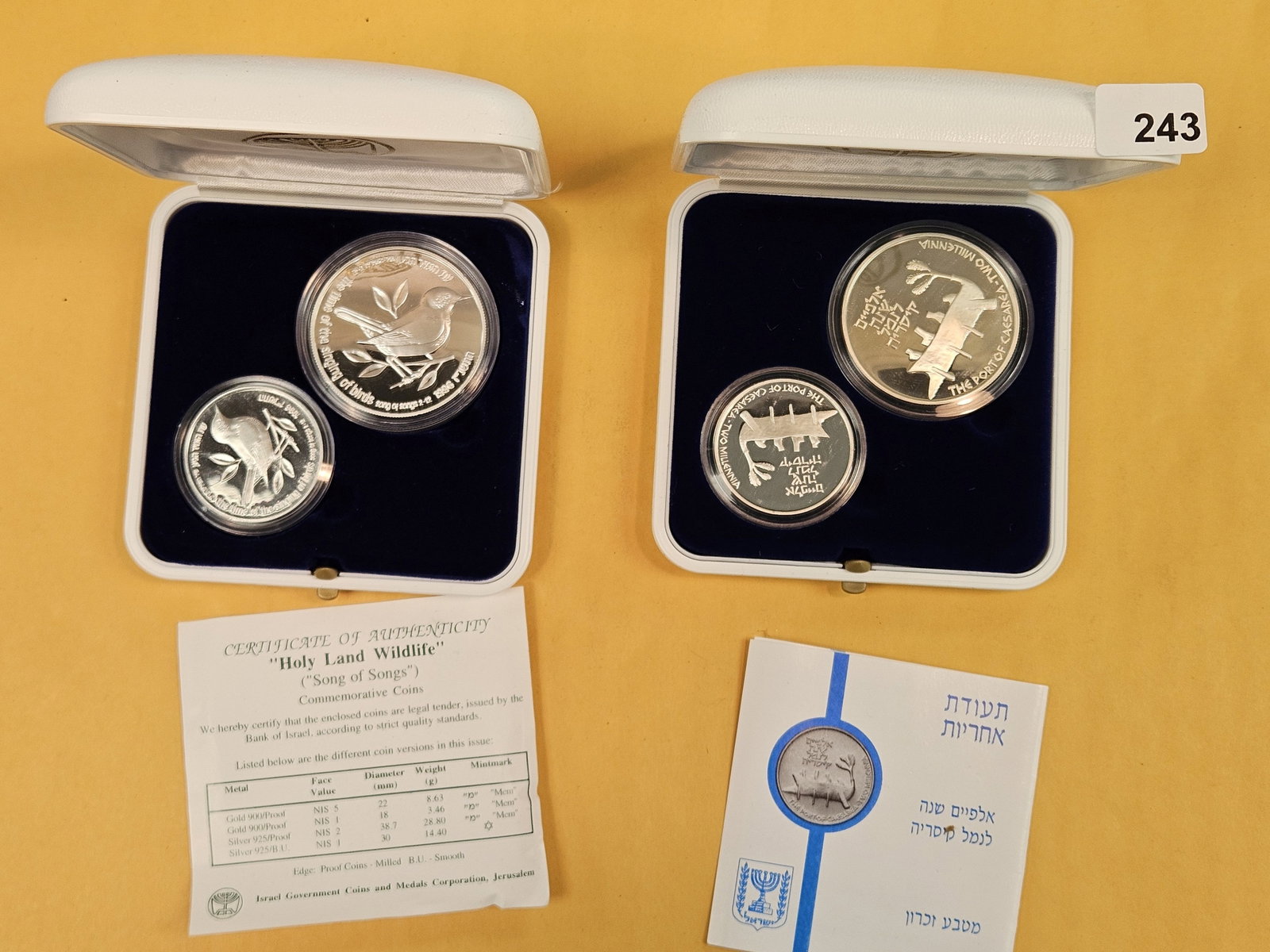 Two GEM Proof Israel Silver Coin sets: Both in OGP