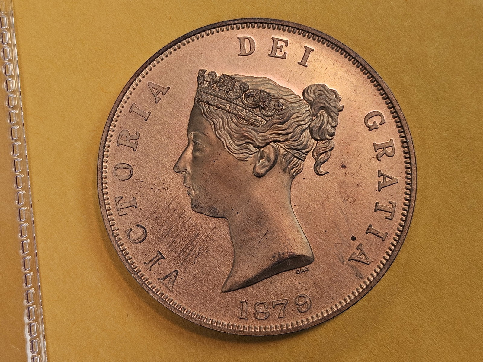 GEM 1879 Victoria Dei Gratia Medal: Weighs 30.5 grams. Probably a more modern restrike or fantasy piece. Very well done!