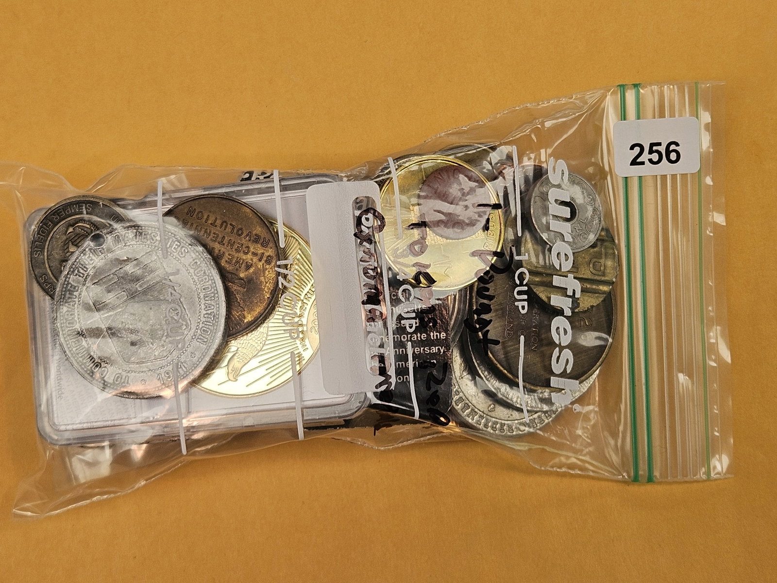 EXONUMIA!: One pound of mixed tokens and medals. From dealer. Unsearched by us