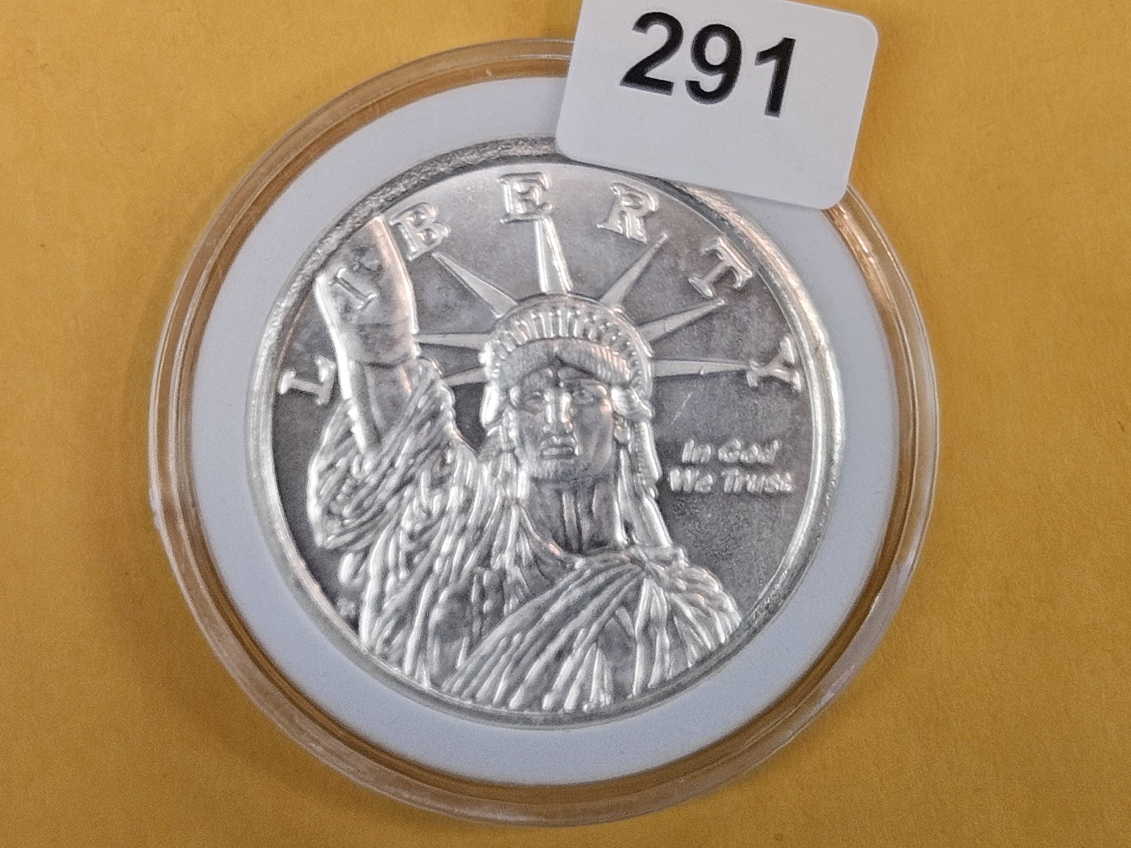 One Troy ounce .999 fine silver art round: Liberty
