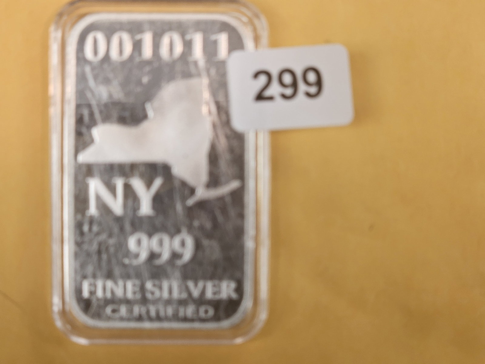 One Troy ounce .999 fine silver art bar: New York