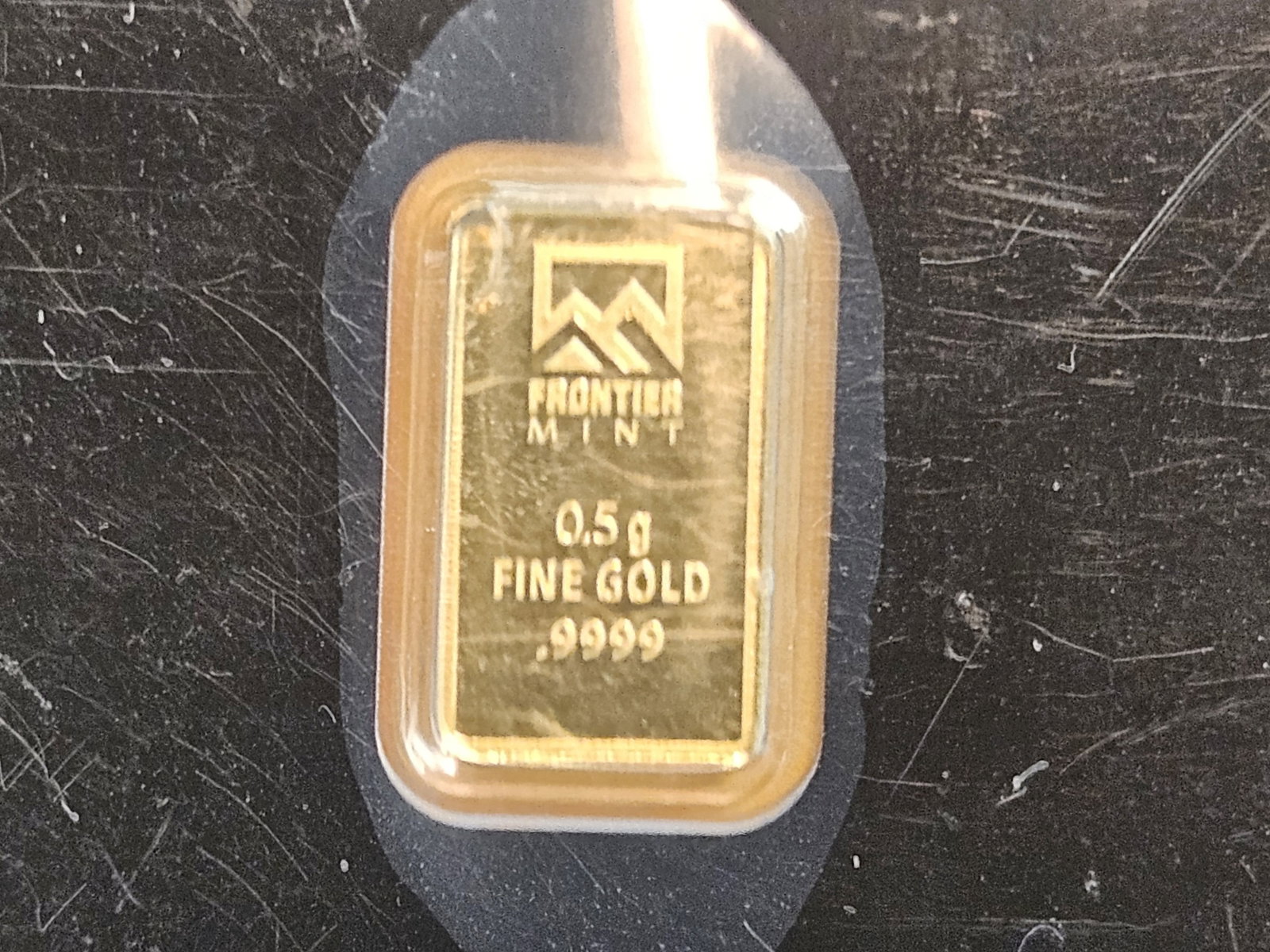 GOLD! Frontier Mint Gold .5 gram .9999 fine gold bar: In original Assay holder